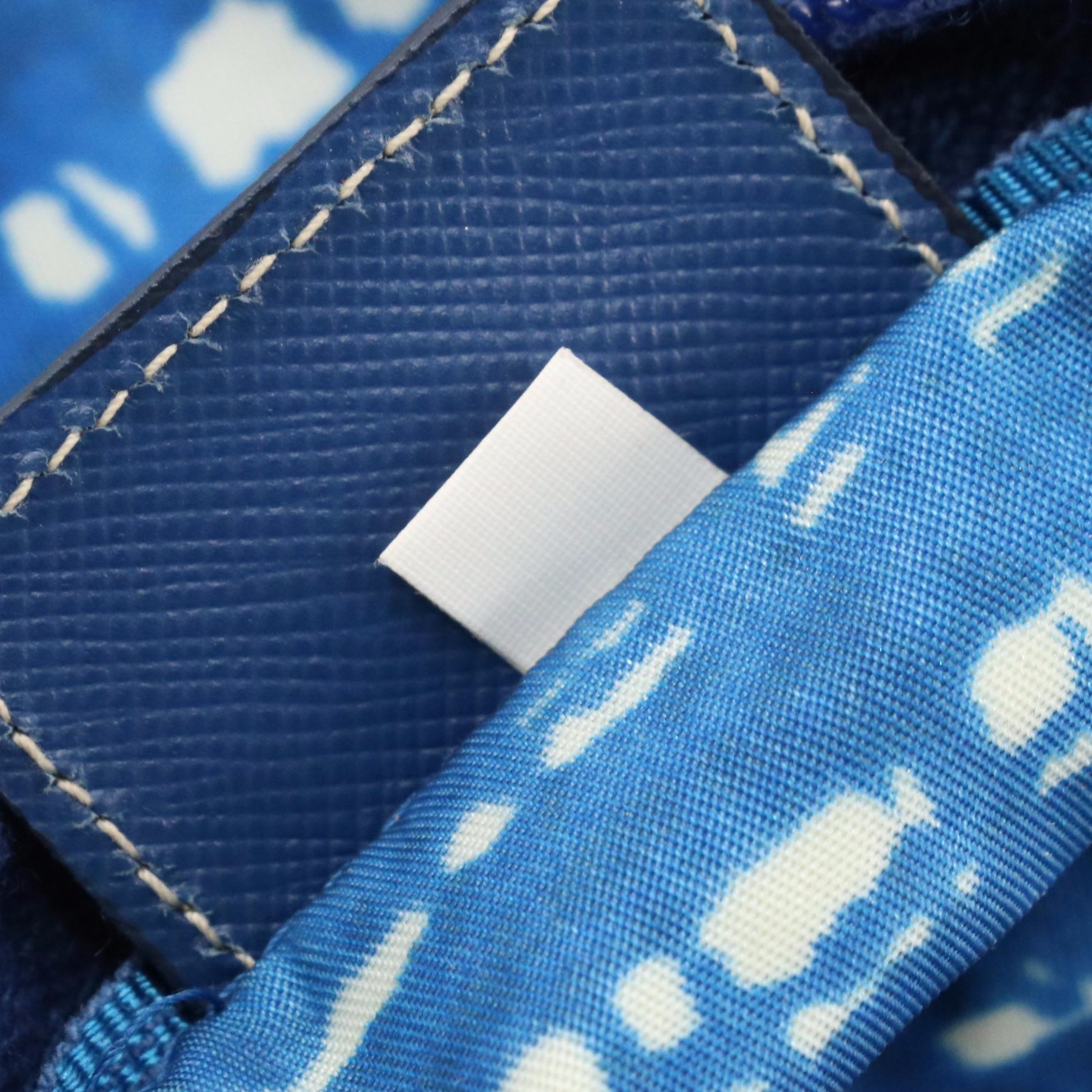 Prada Zip Pouch in Blue and White Patterned Nylon