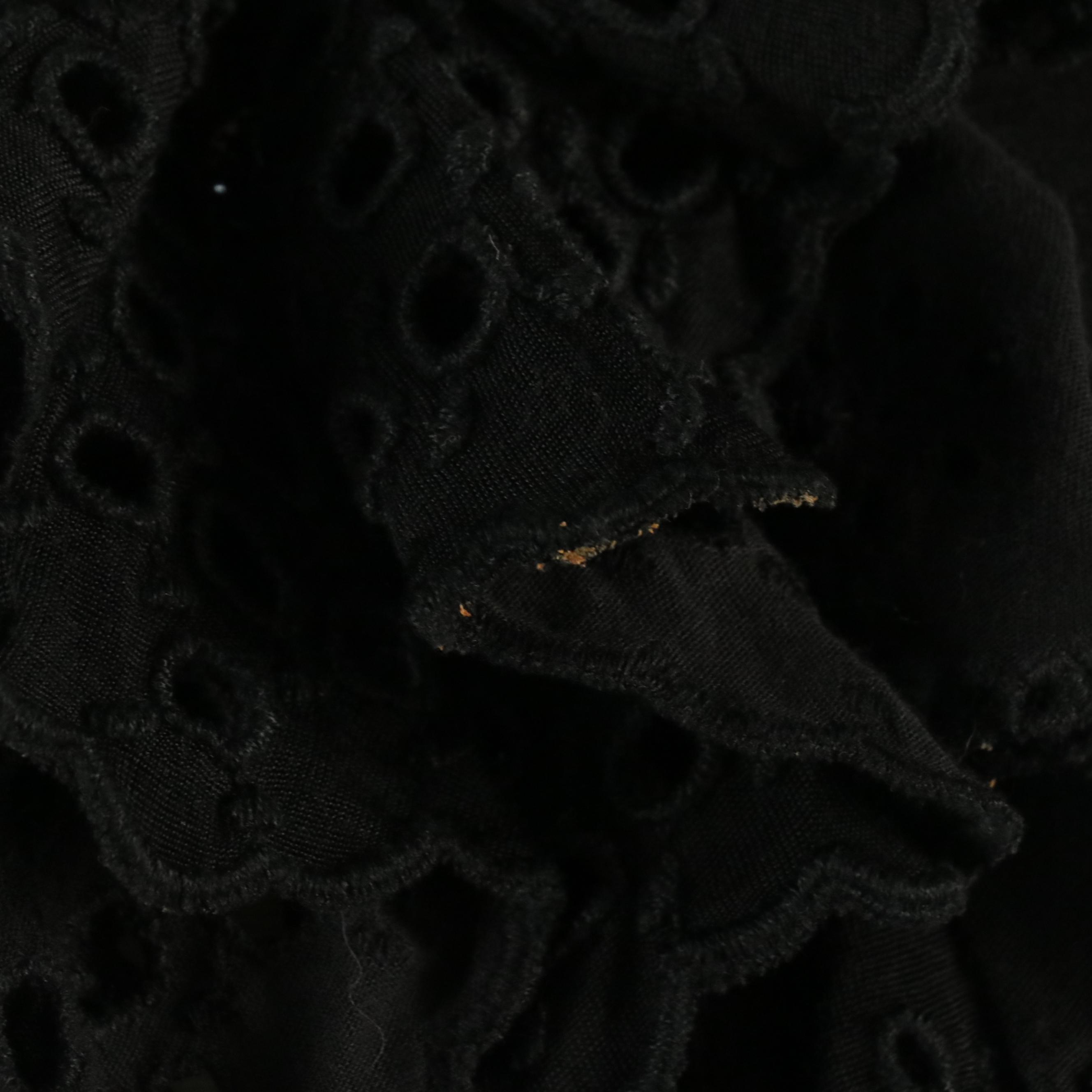 Yves Saint Laurent Black Eyelet Ruffled Sleeveless Top