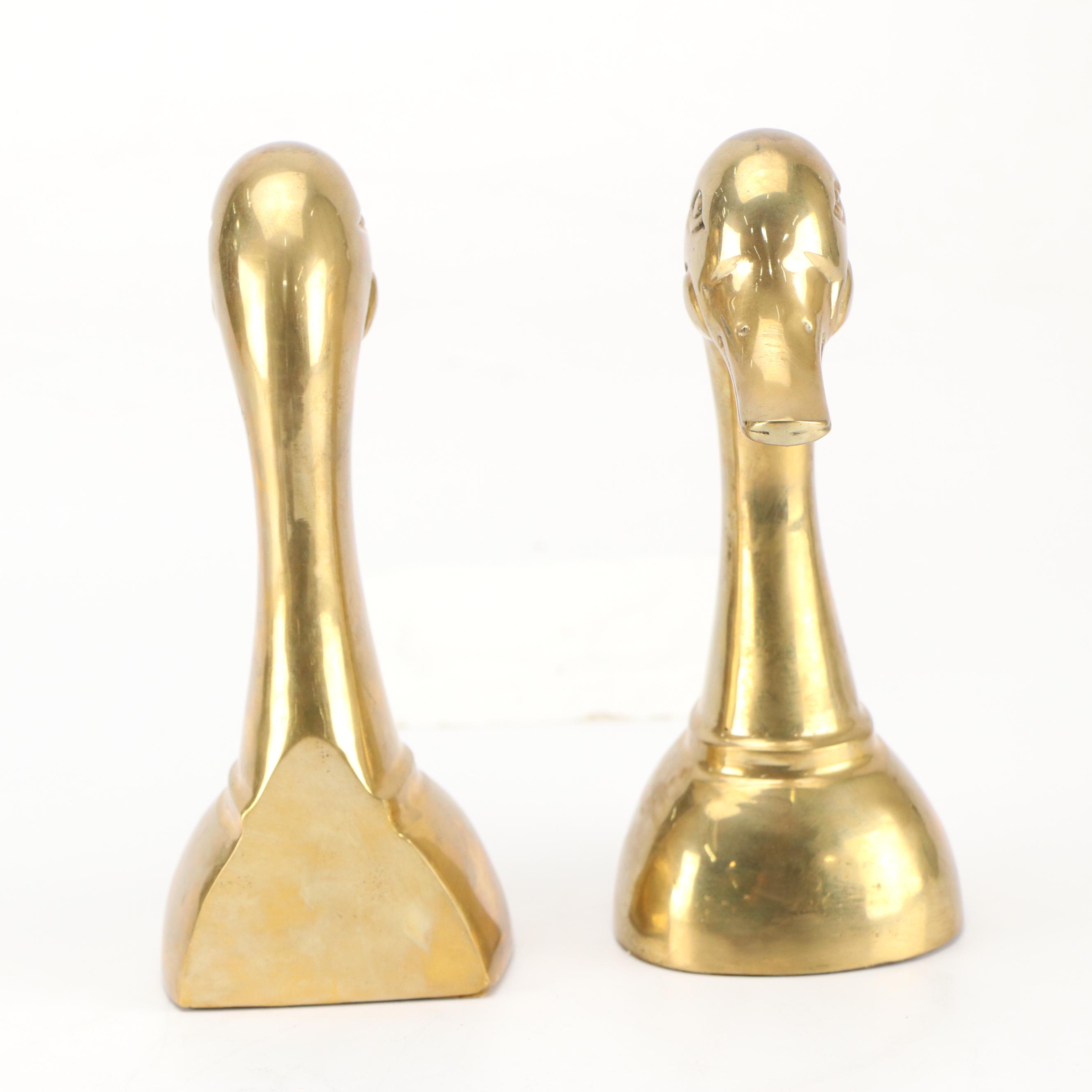 Gatco Brass Duck Bookends, Cloisonné Vase and Other Brass Décor