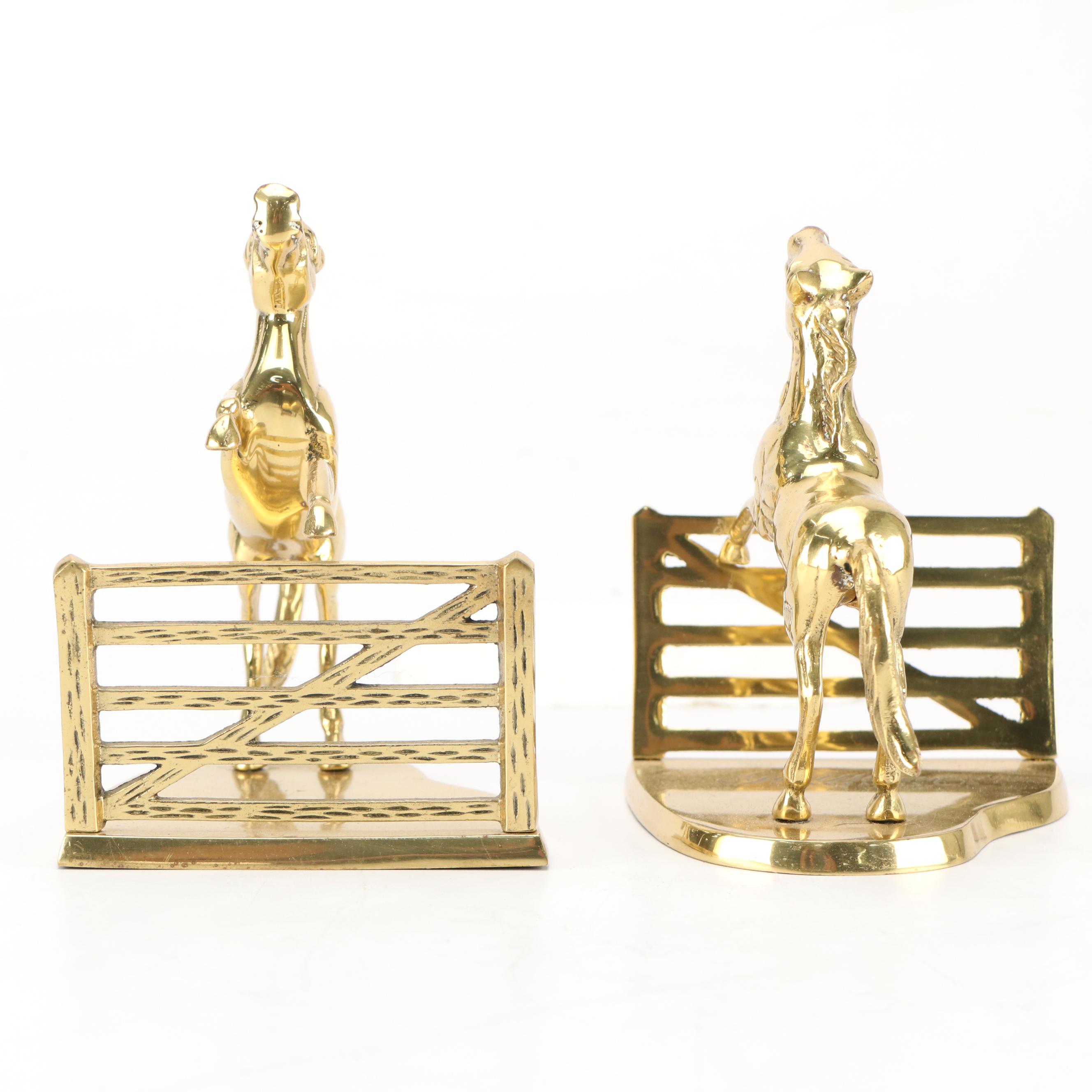 Gatco Brass Duck Bookends, Cloisonné Vase and Other Brass Décor