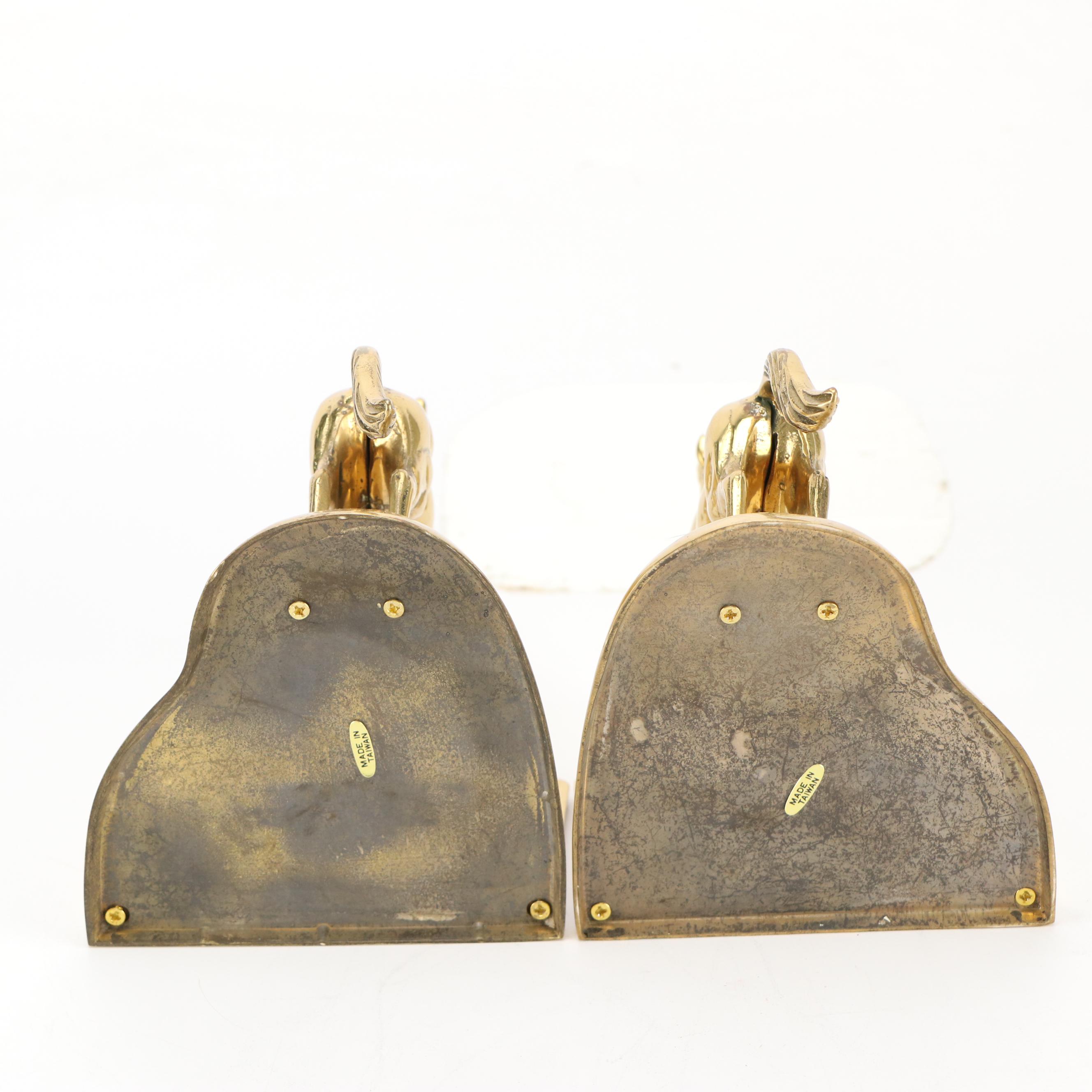 Gatco Brass Duck Bookends, Cloisonné Vase and Other Brass Décor