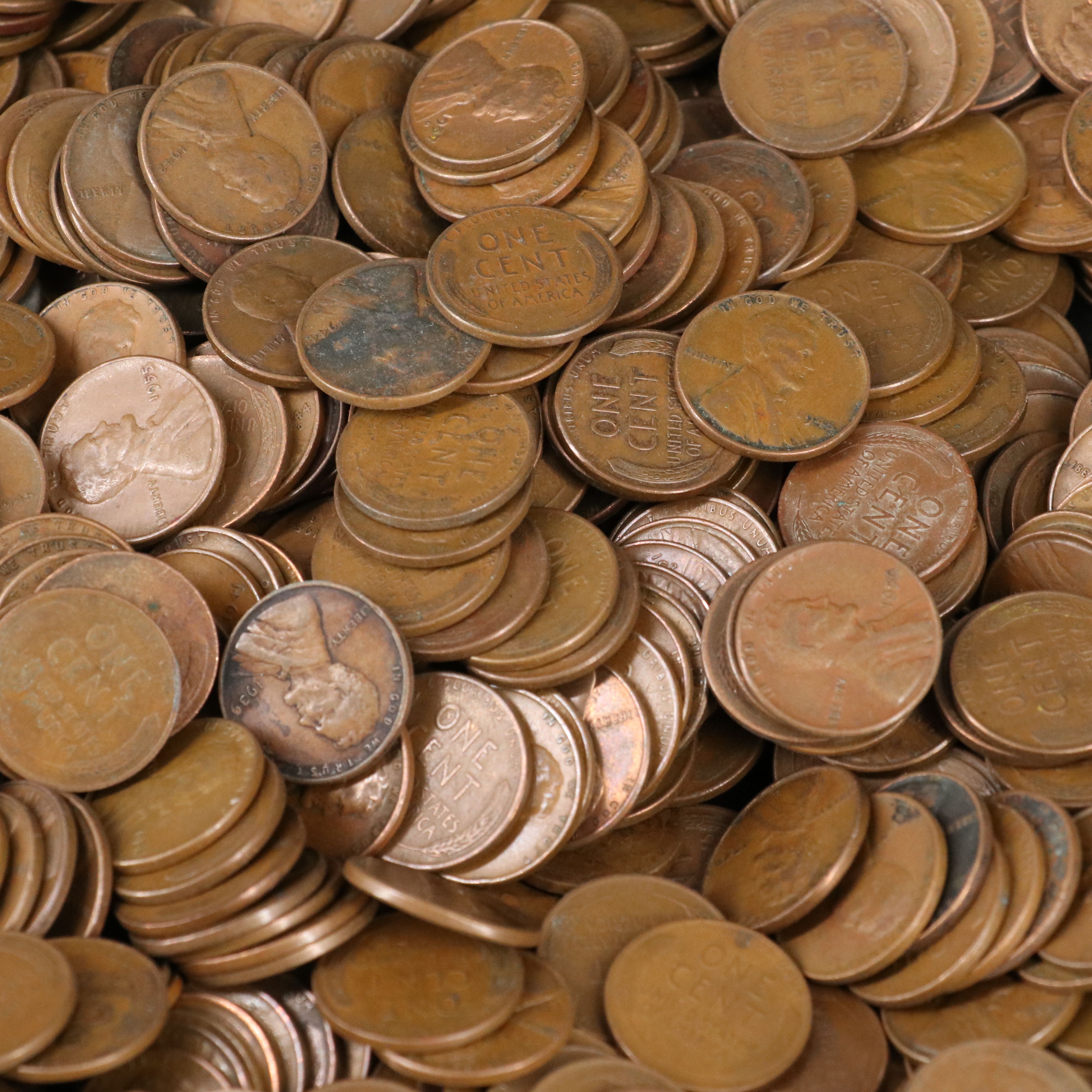 Collection of One Thousand Wheat Cents Including (50) 1943 WW2 Steel Cents