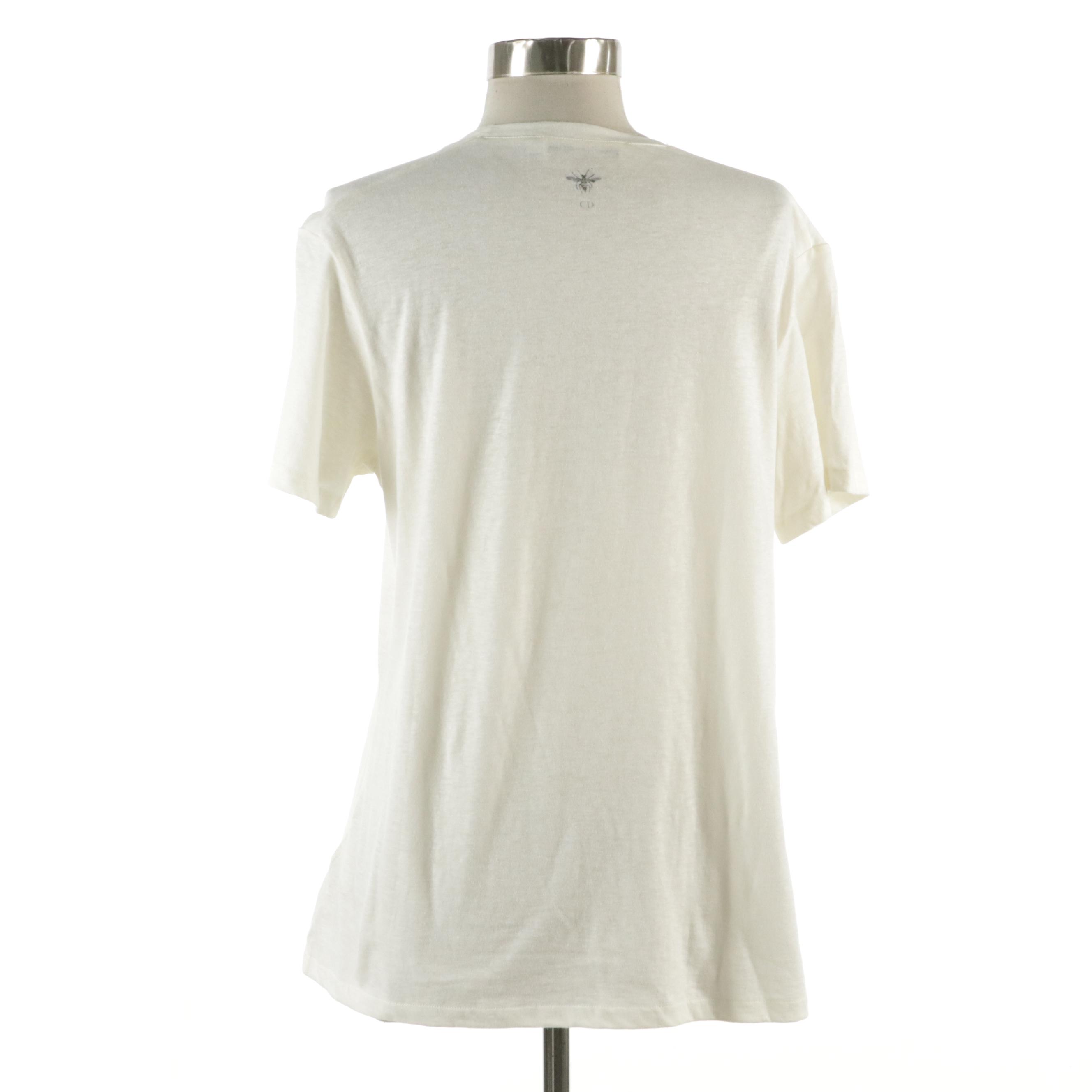 Christian Dior "L'Amour Surréalisme" T-Shirt in Lightweight Cotton/Linen Blend