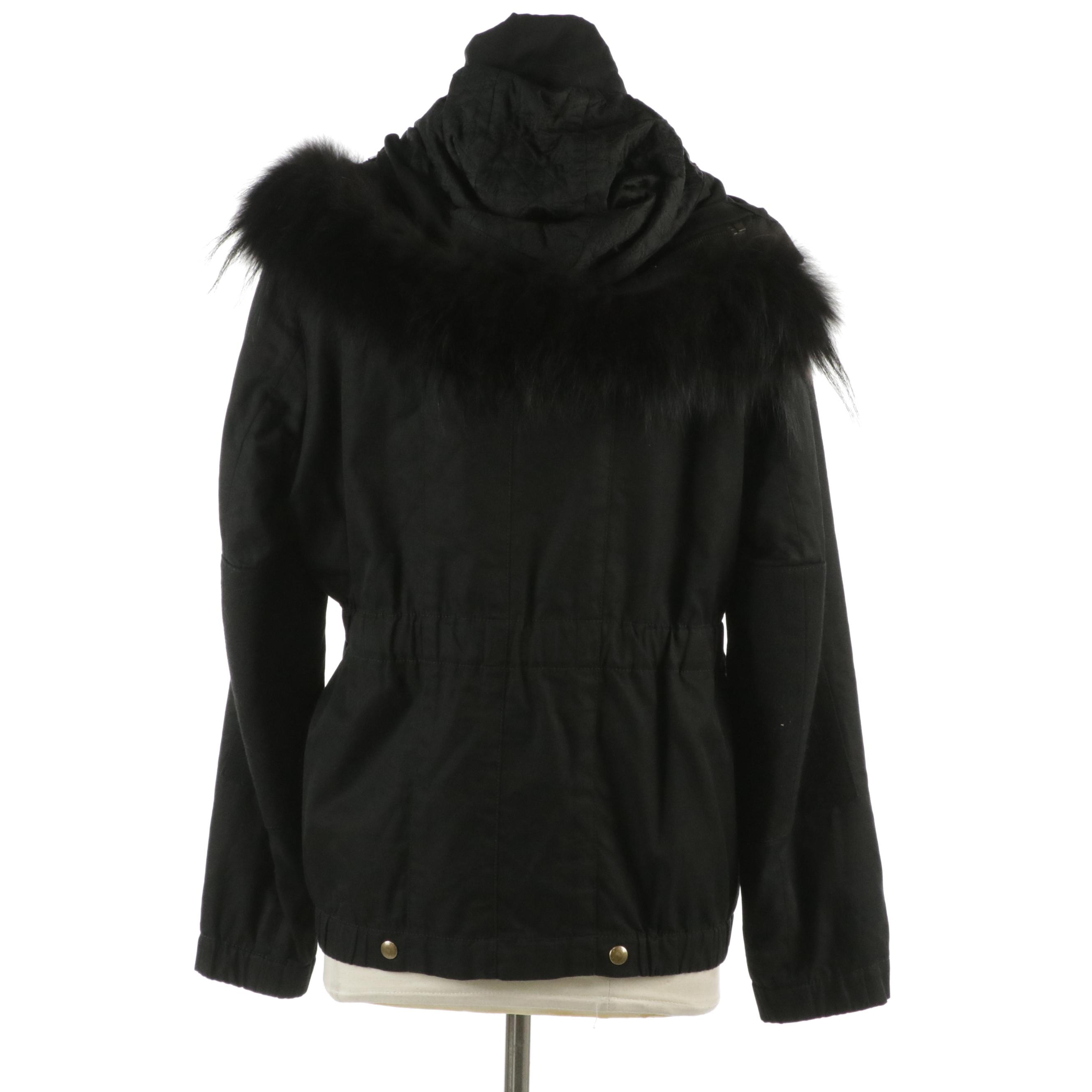 Louis Vuitton Jacket with Removable Quilted Monogram Lining & Fur Trimmed Hood