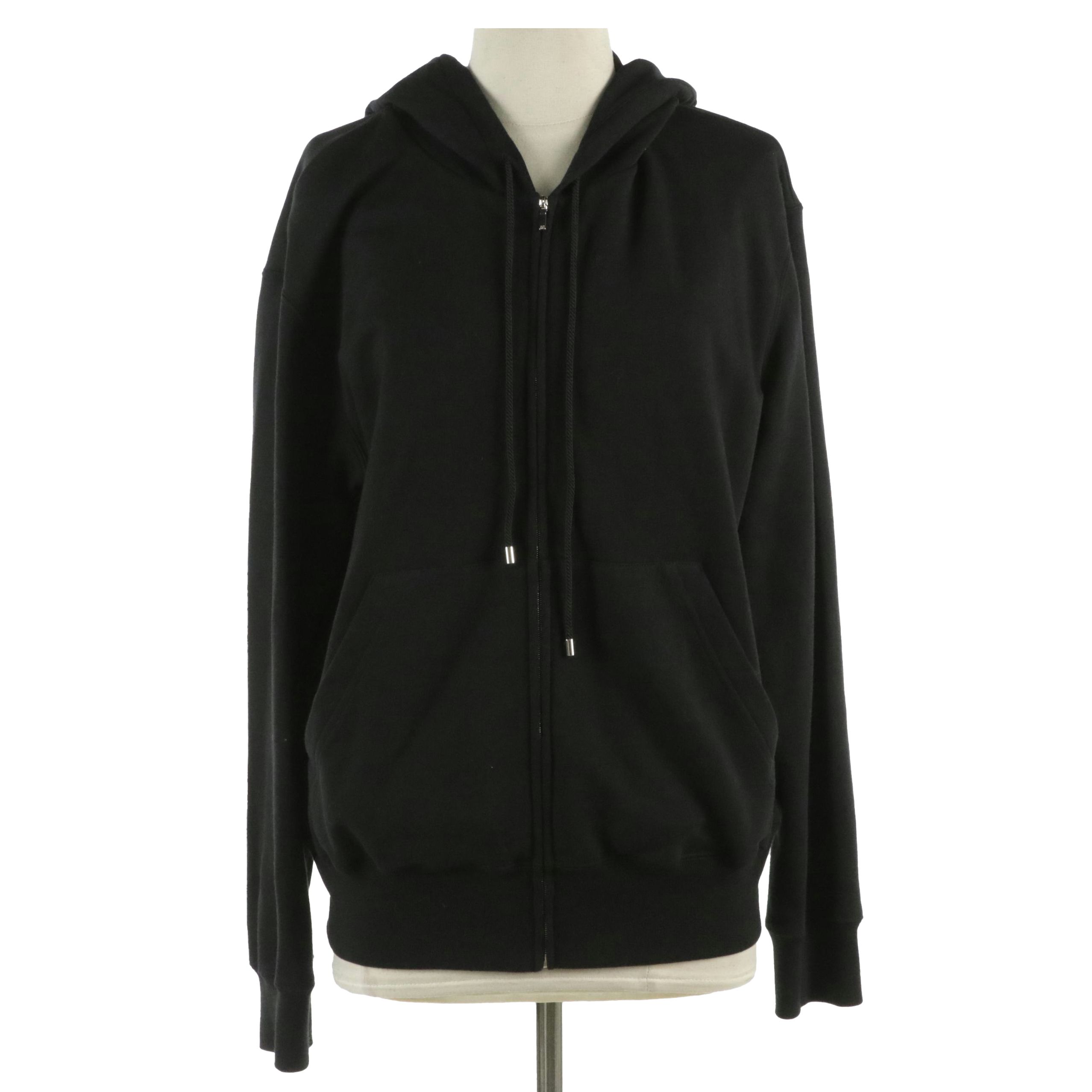 Chanel Embellished Black Coco Chanel Camellia Logo Cotton Zip Hoodie