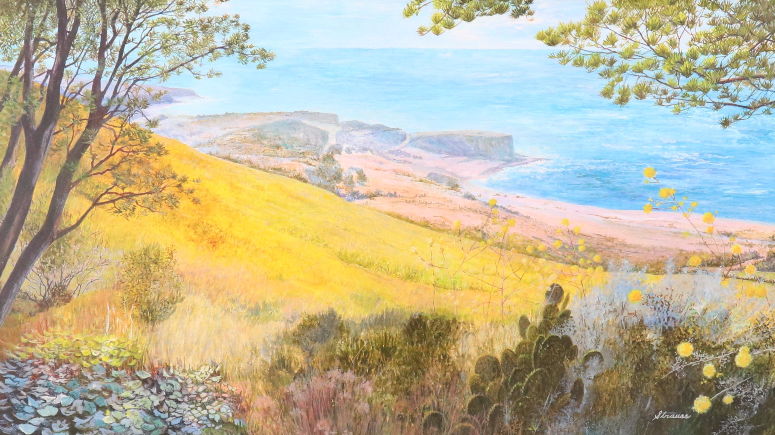 Oil Painting with Southwestern Coastline, Late 20th Century