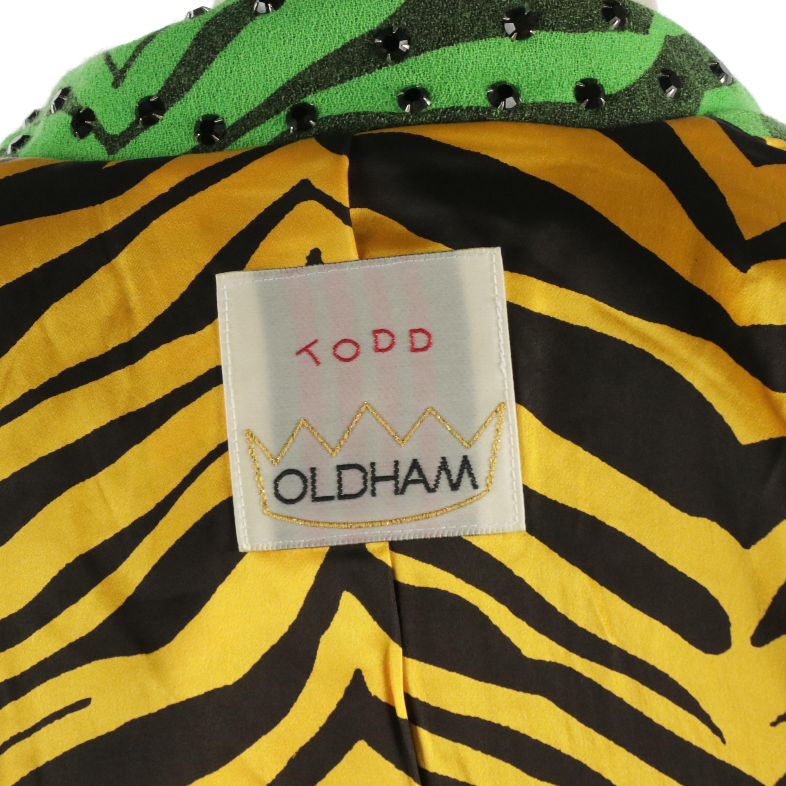 Todd Oldham Crystal Embellished Zebra Print Skirt Suit