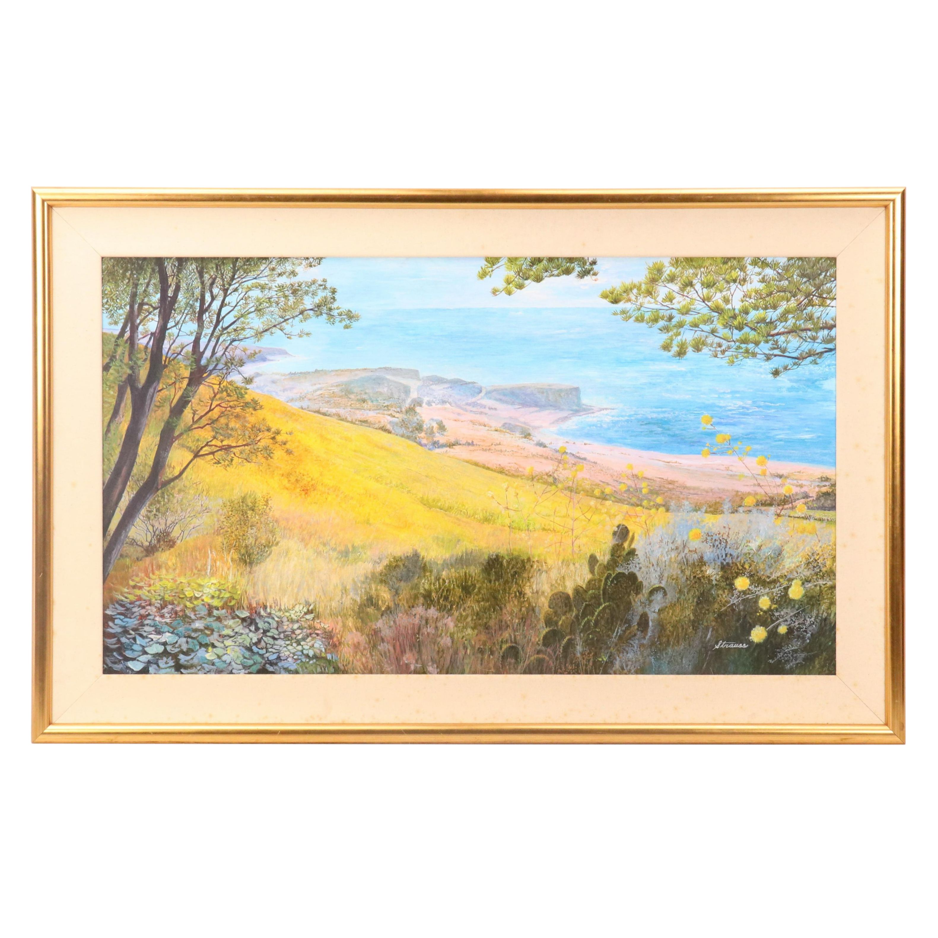 Oil Painting with Southwestern Coastline, Late 20th Century