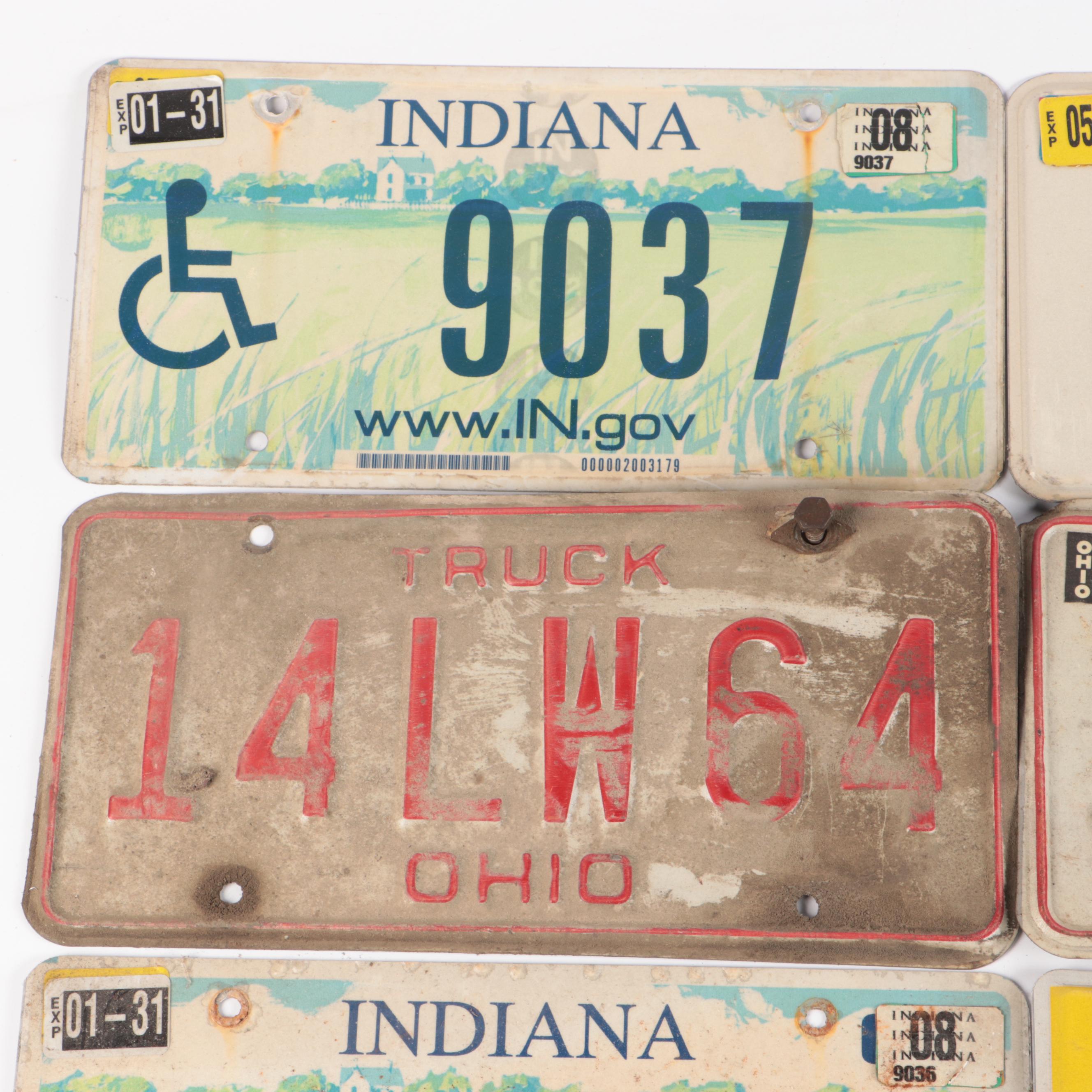 Indiana, Ohio, and Mississippi License Plates with Dealer Plate