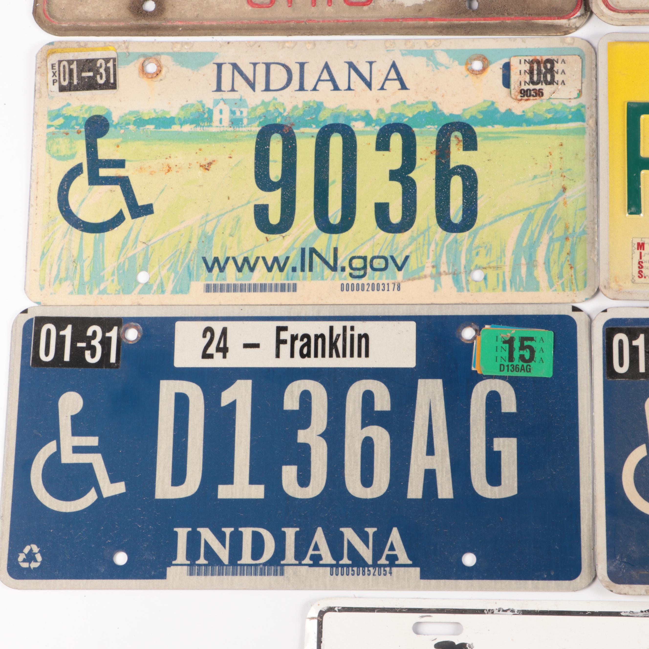 Indiana, Ohio, and Mississippi License Plates with Dealer Plate
