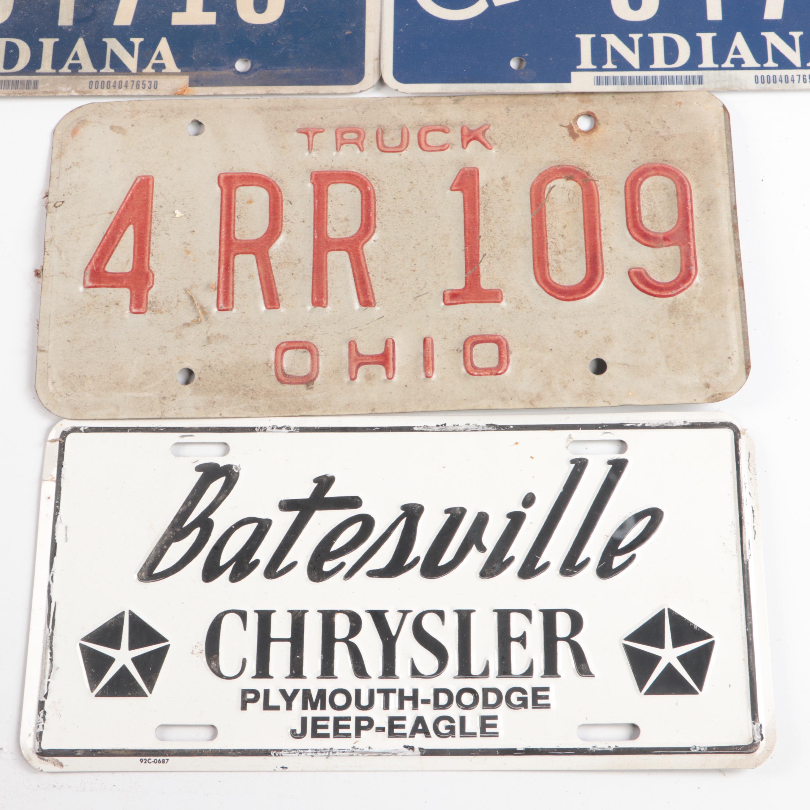 Indiana, Ohio, and Mississippi License Plates with Dealer Plate