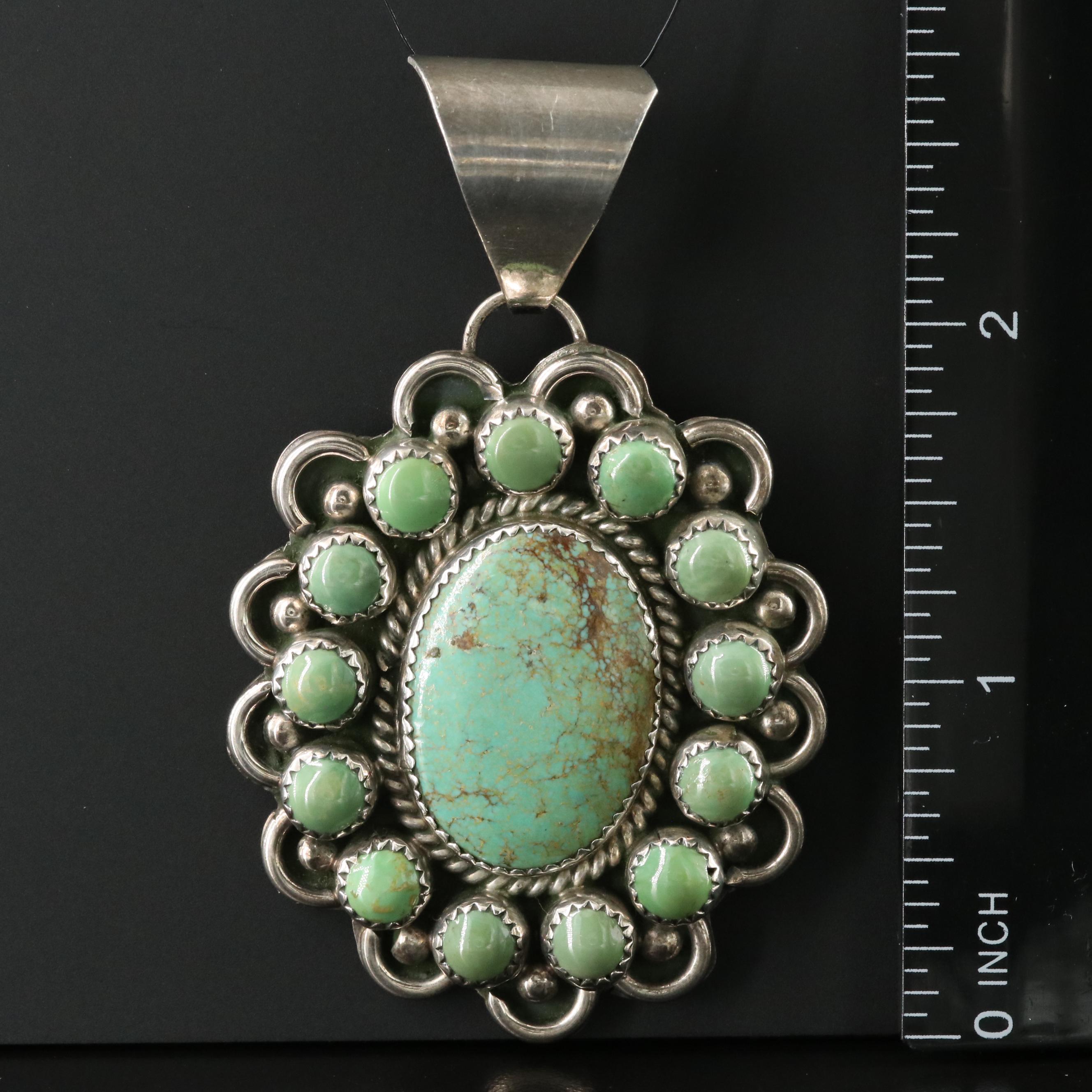 L. Begay Navajo Diné Sterling Turquoise Pendant