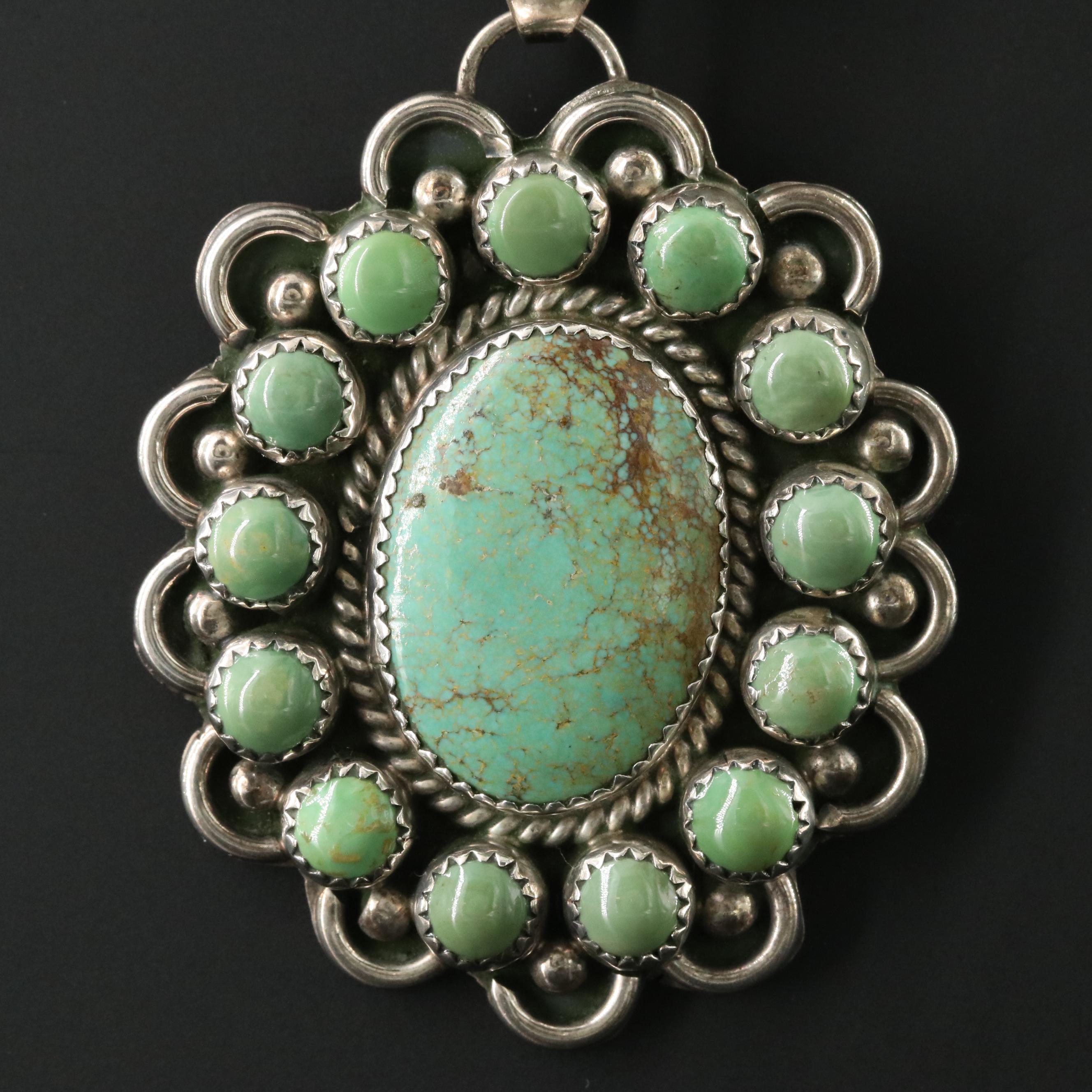 L. Begay Navajo Diné Sterling Turquoise Pendant