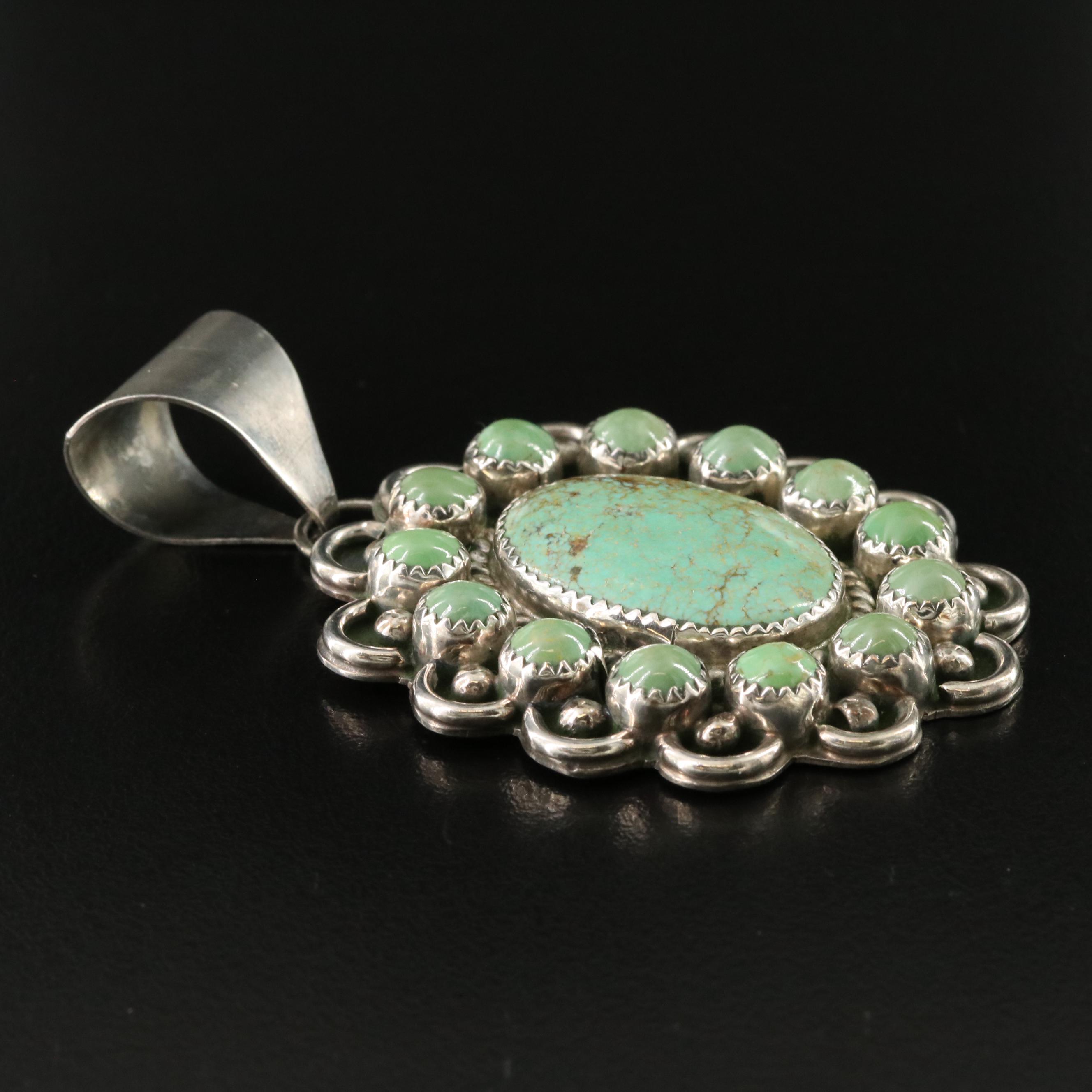 L. Begay Navajo Diné Sterling Turquoise Pendant