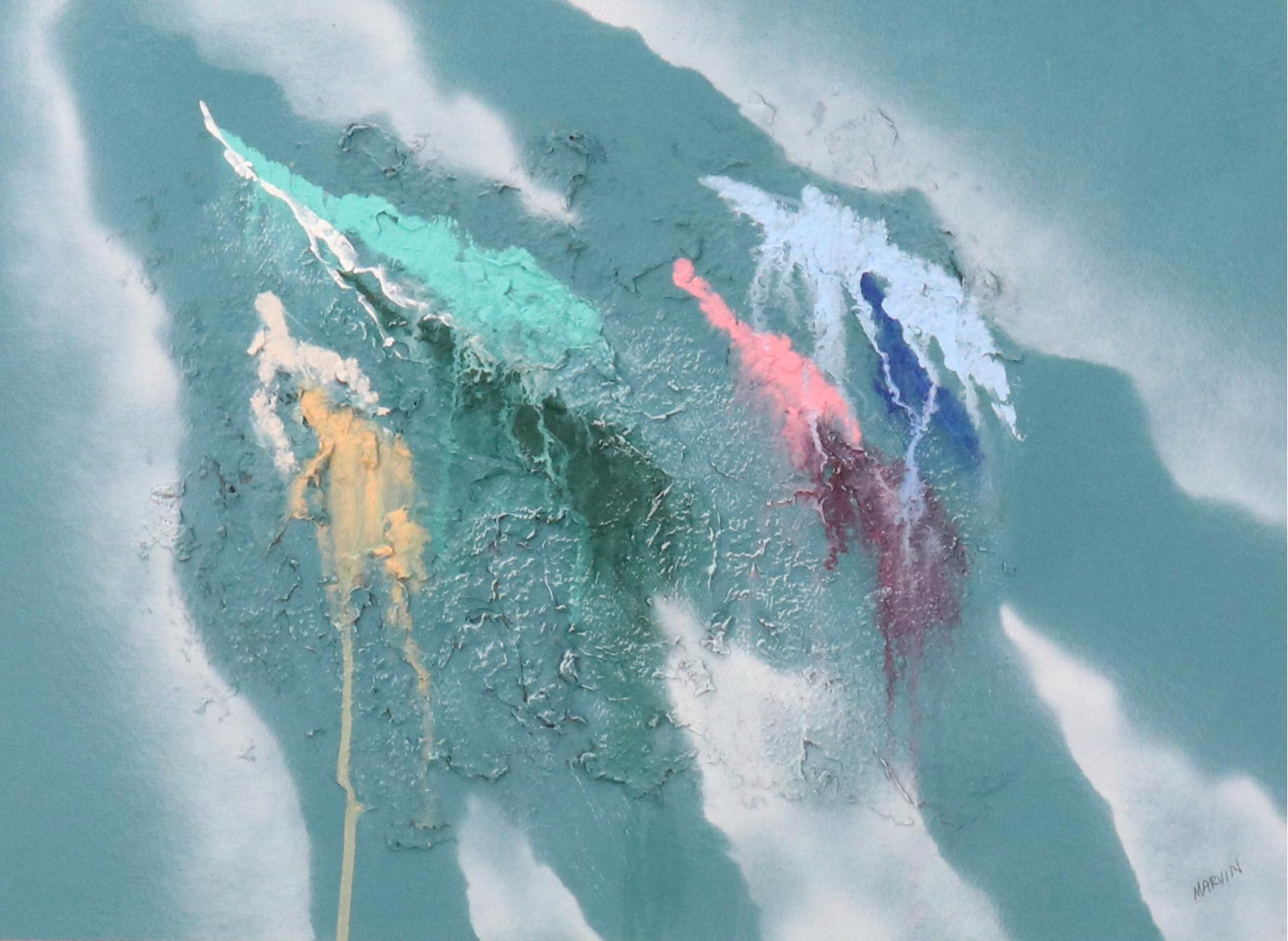 Abstract Mixed Media Relief Painting, 21st Century