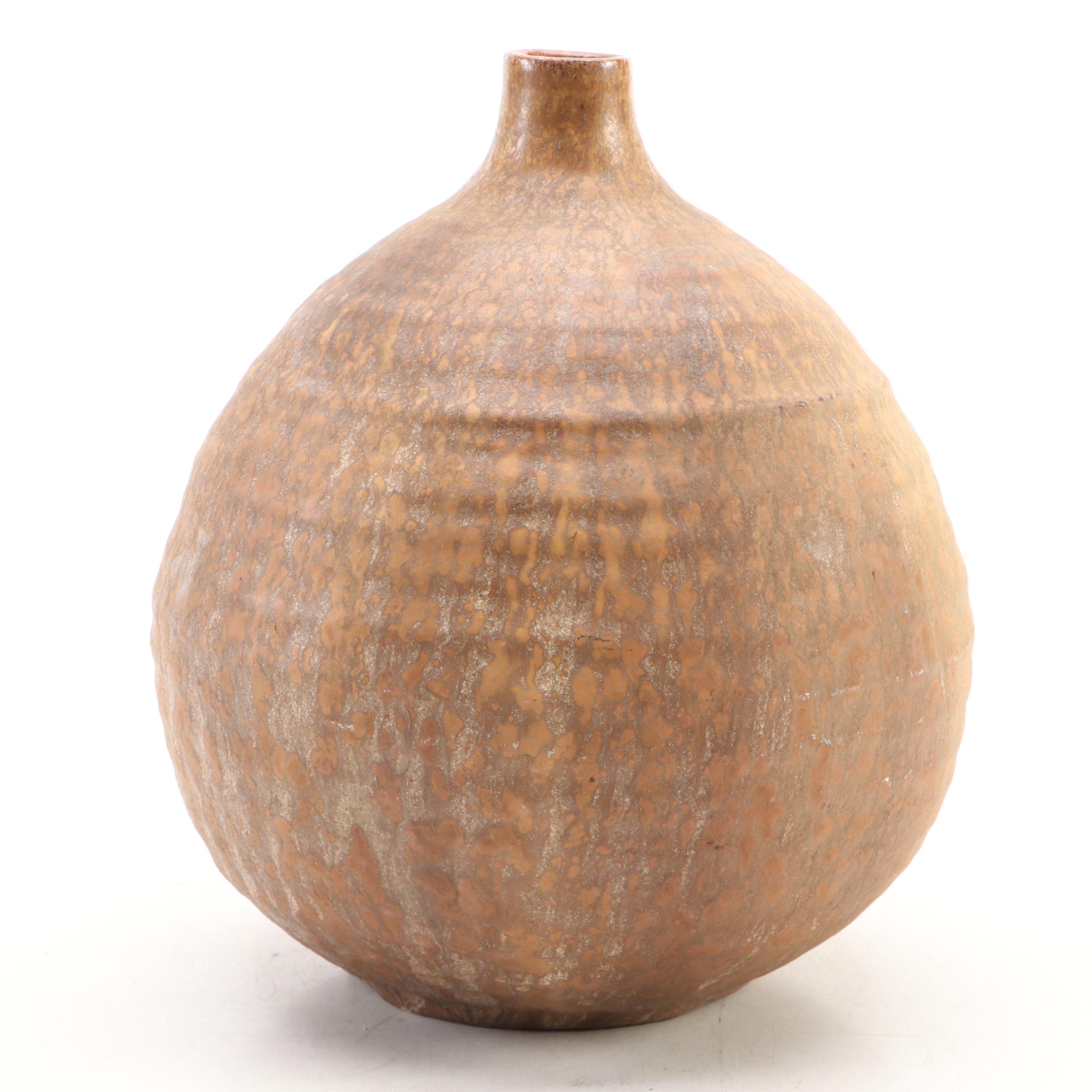 Rustic Handmade Speckle Glaze Pottery Vessel by Gottfried and Thekla Zielke