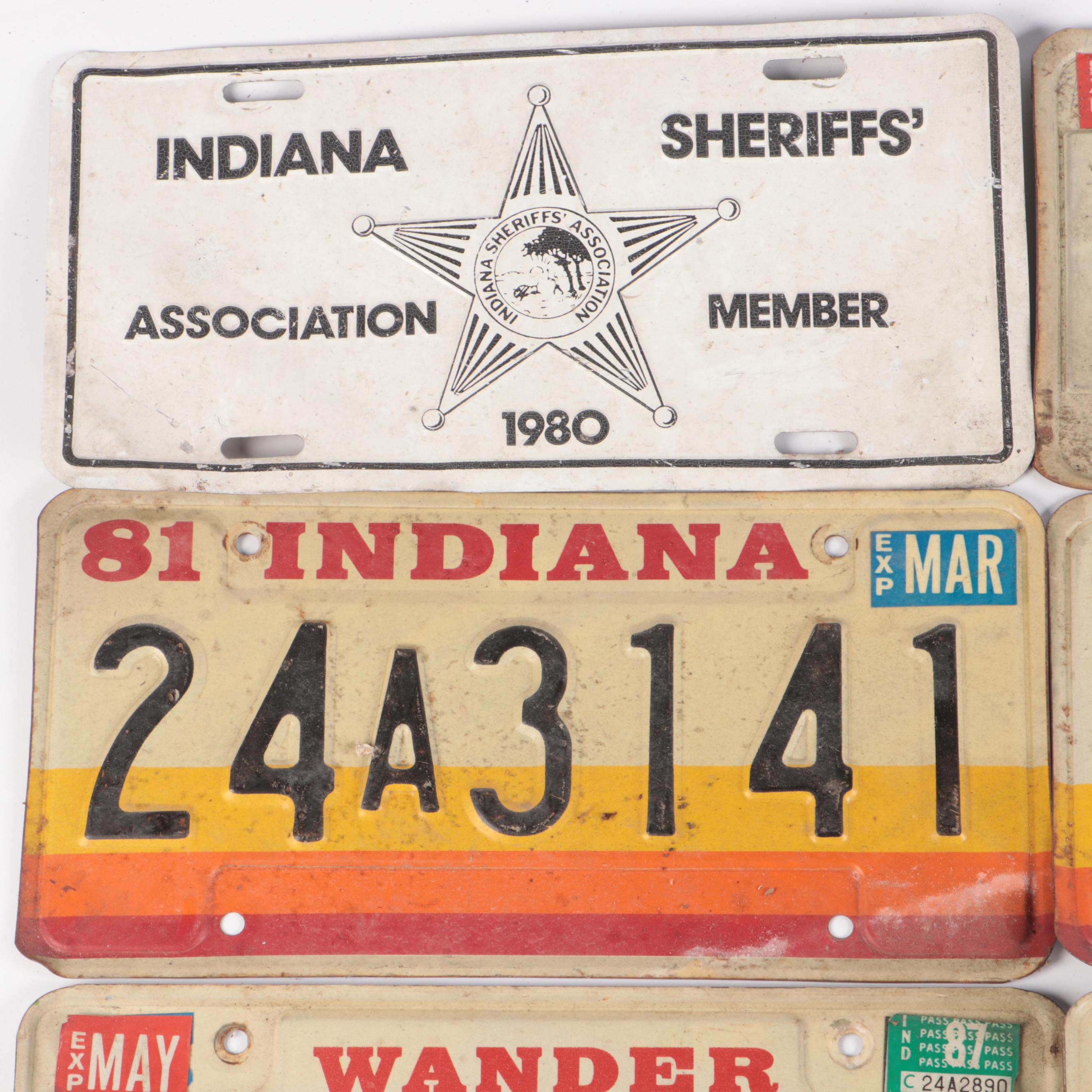 Indiana and Sheriffs' Association Member License Plates, Late 20th Century