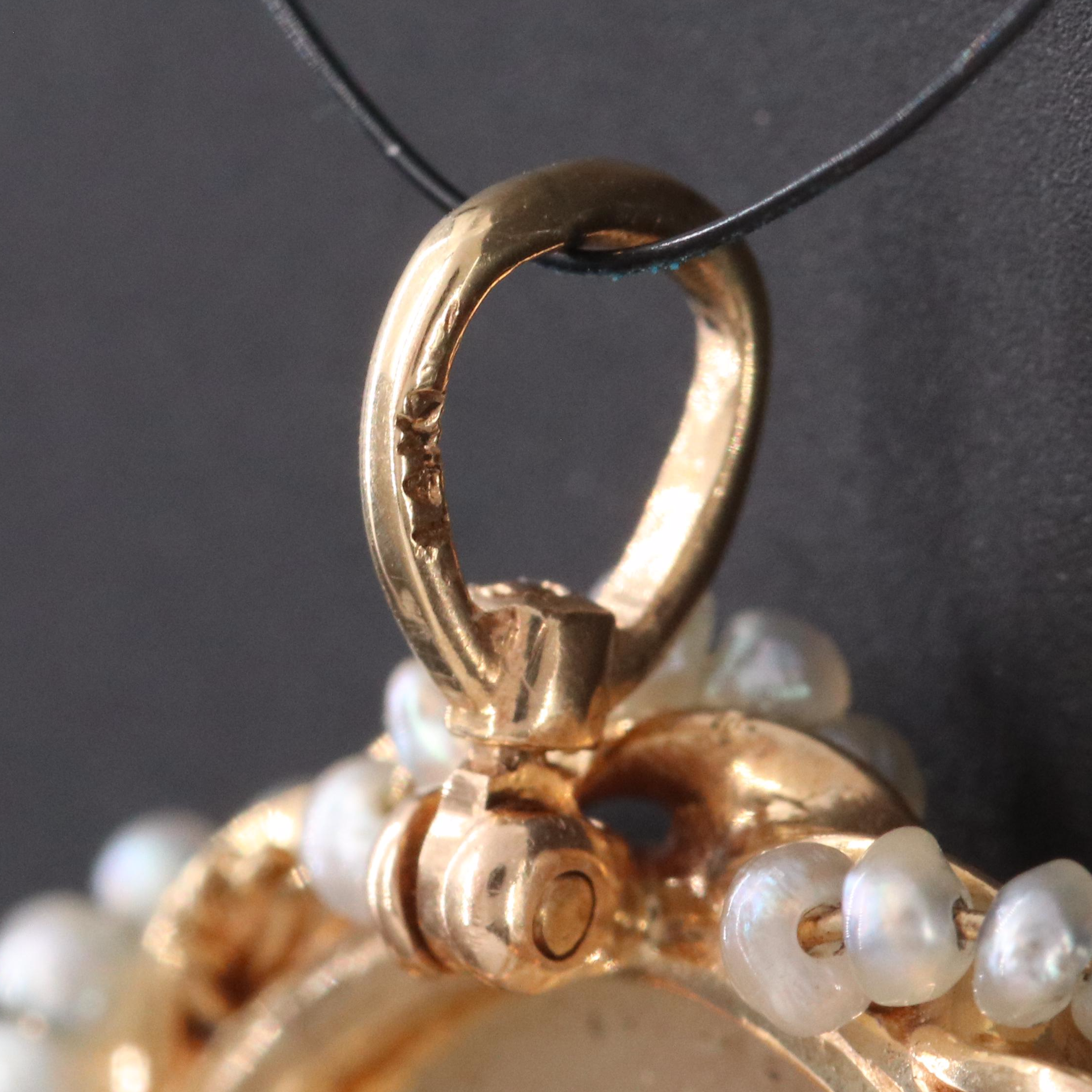 14K Portrait Miniature and Seed Pearl Converter Brooch