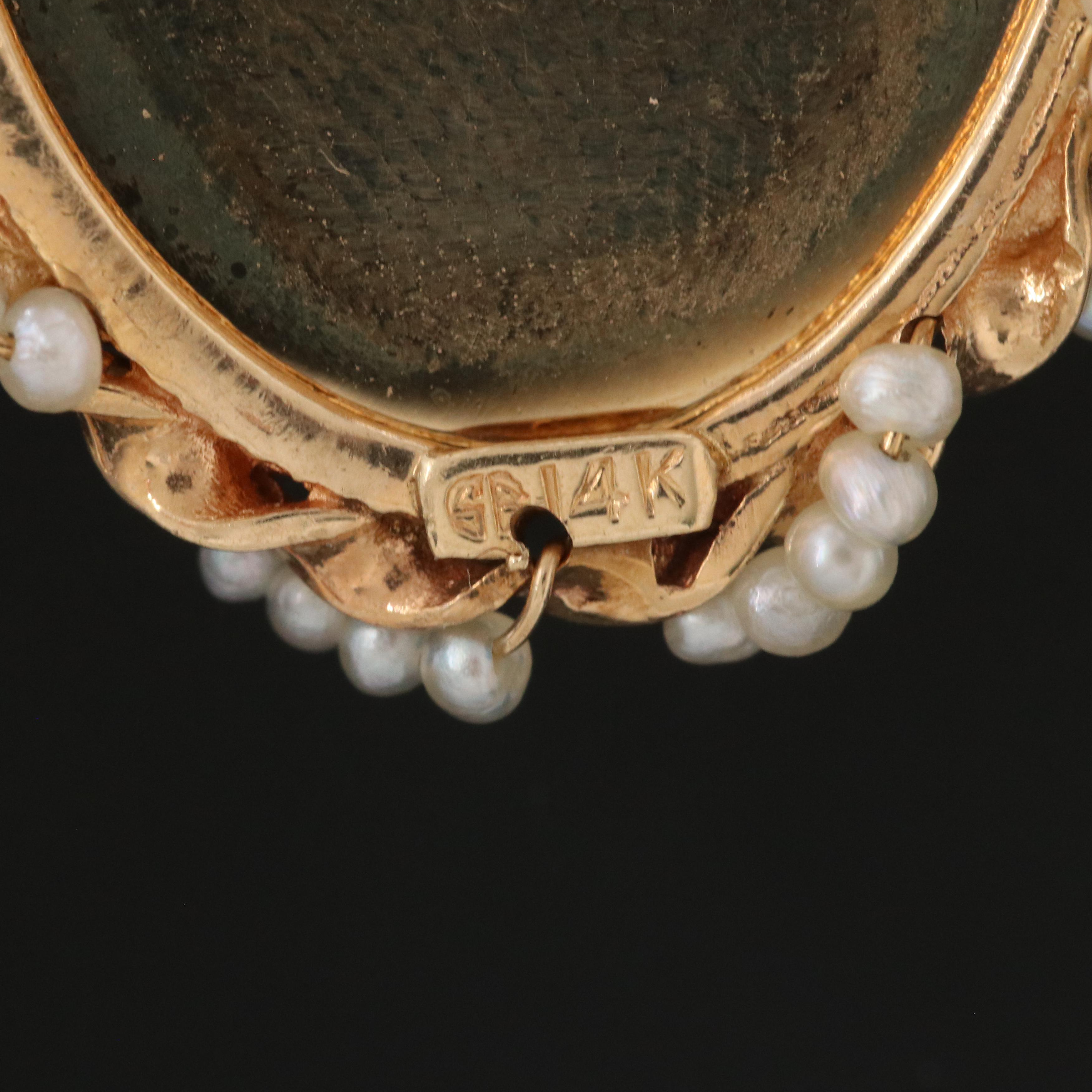 14K Portrait Miniature and Seed Pearl Converter Brooch