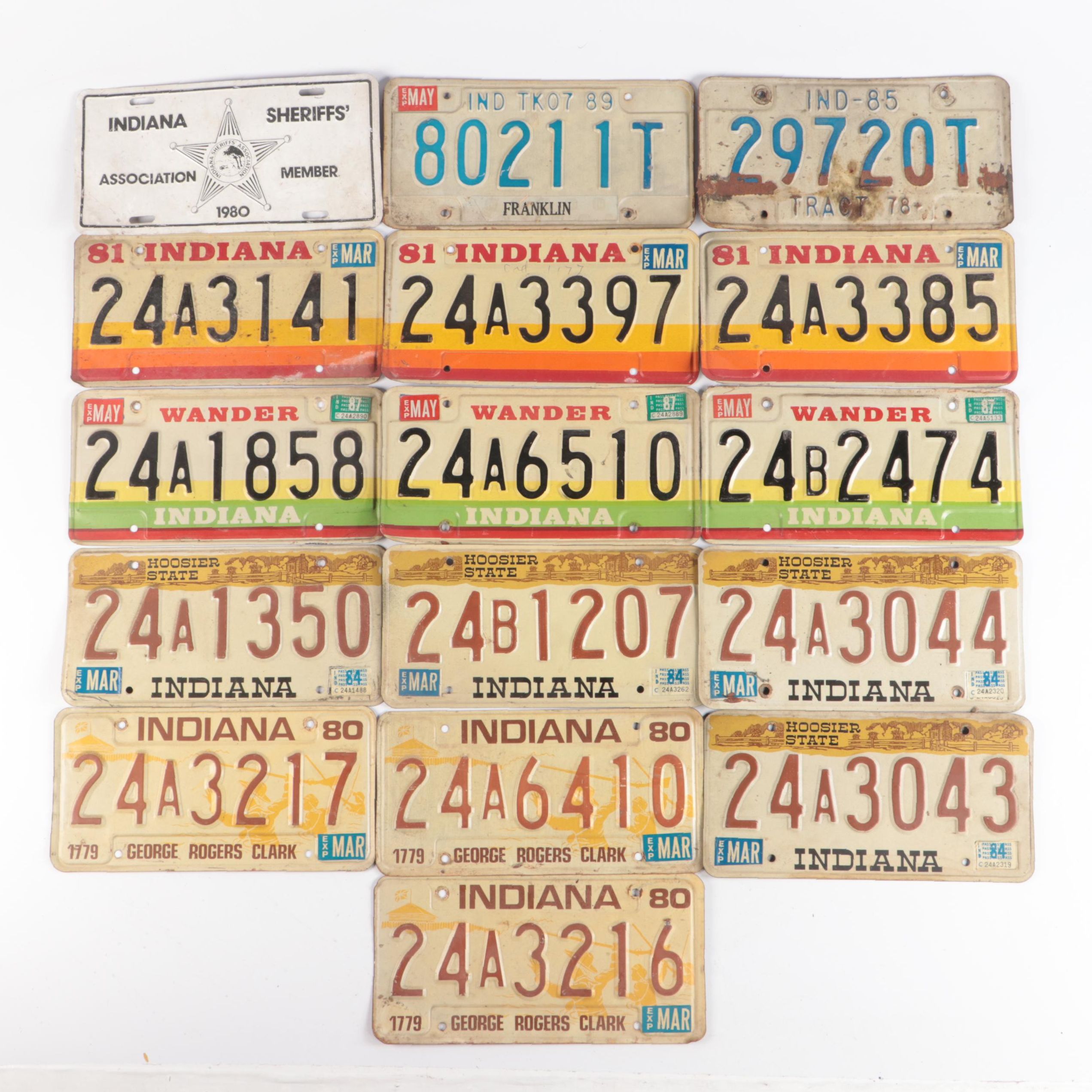 Indiana and Sheriffs' Association Member License Plates, Late 20th Century