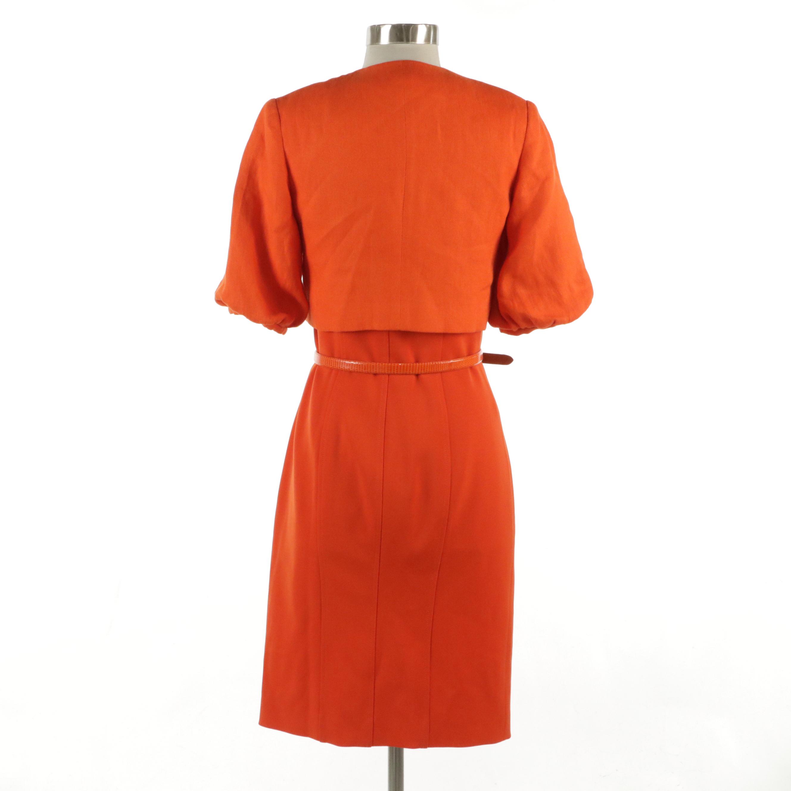 Ralph Lauren Linen Cropped Jacket, Wool Blend Sleeveless Cocktail Dress & Belt