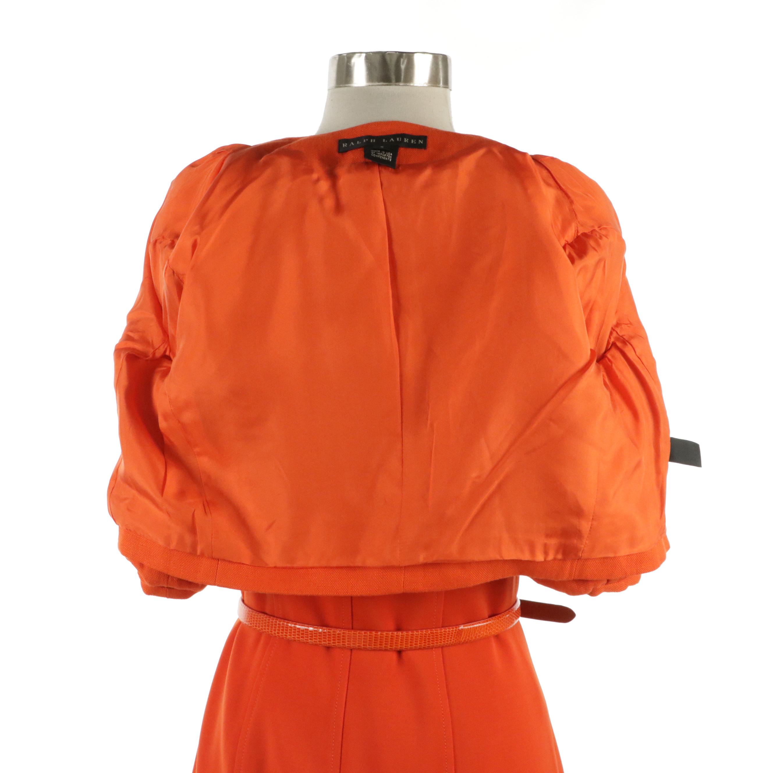 Ralph Lauren Linen Cropped Jacket, Wool Blend Sleeveless Cocktail Dress & Belt