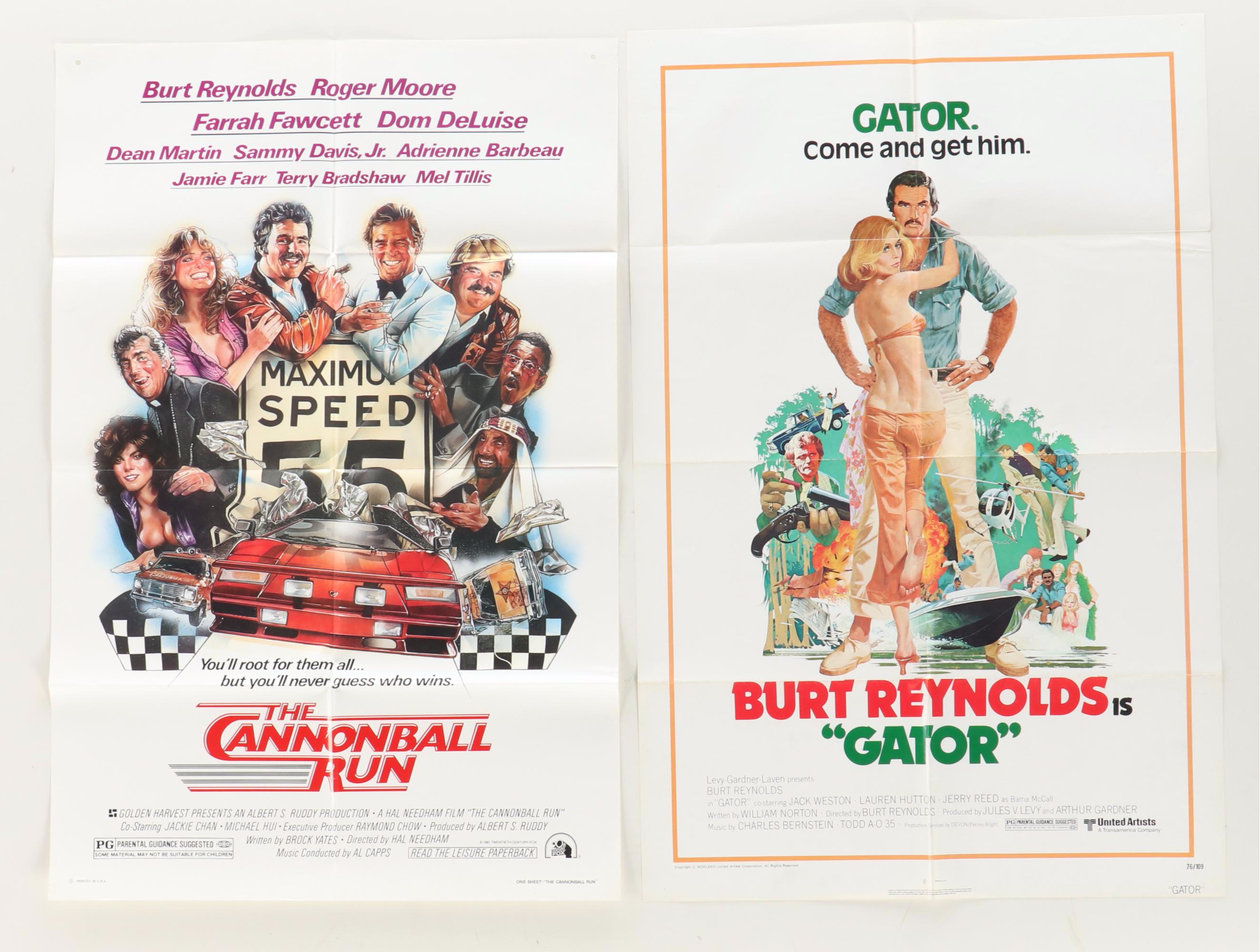 Set of Burt Reynolds Movie Posters Including "The Cannonball Run," 1981