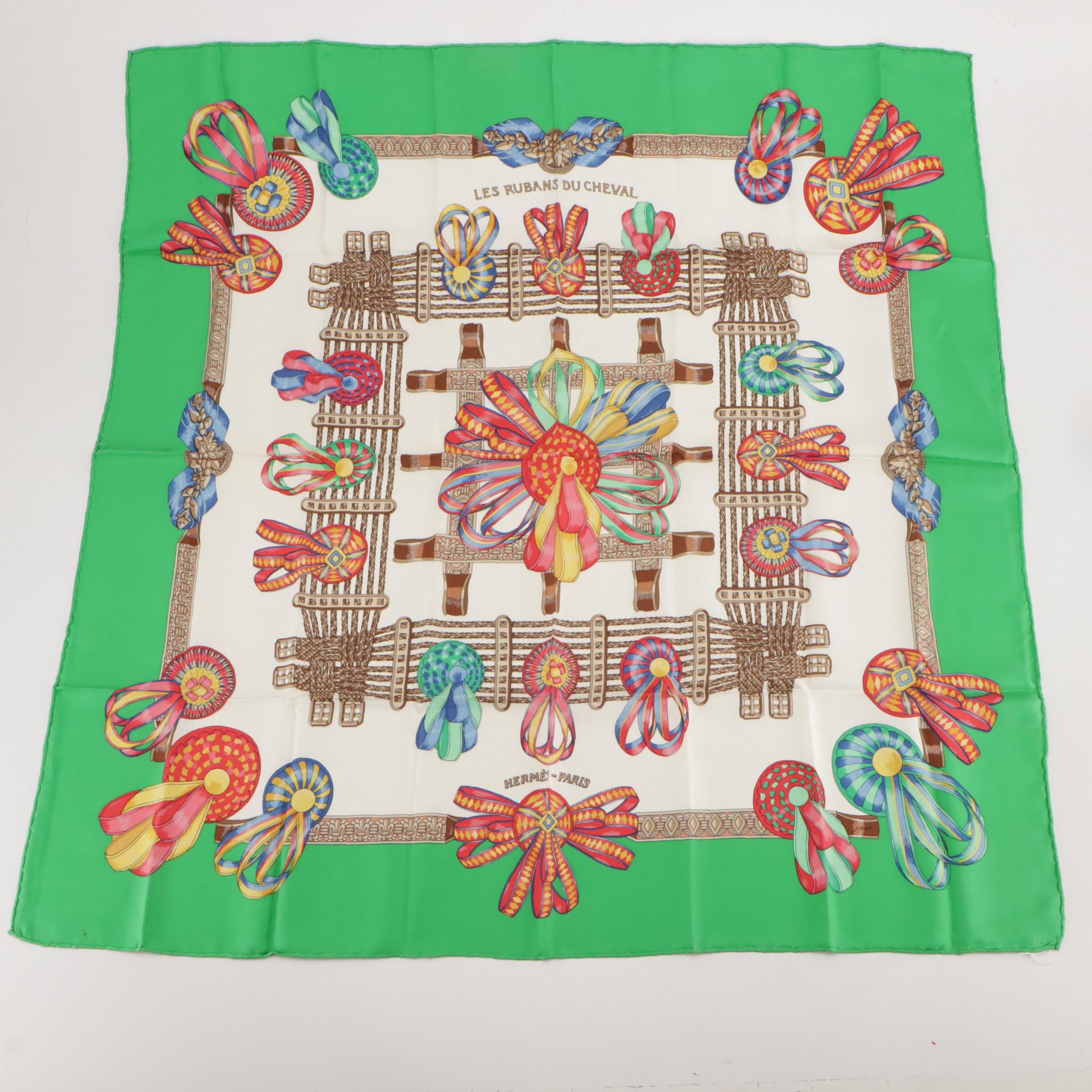Hermès "Les Rubans Du Cheval" Silk Twill Scarf 90