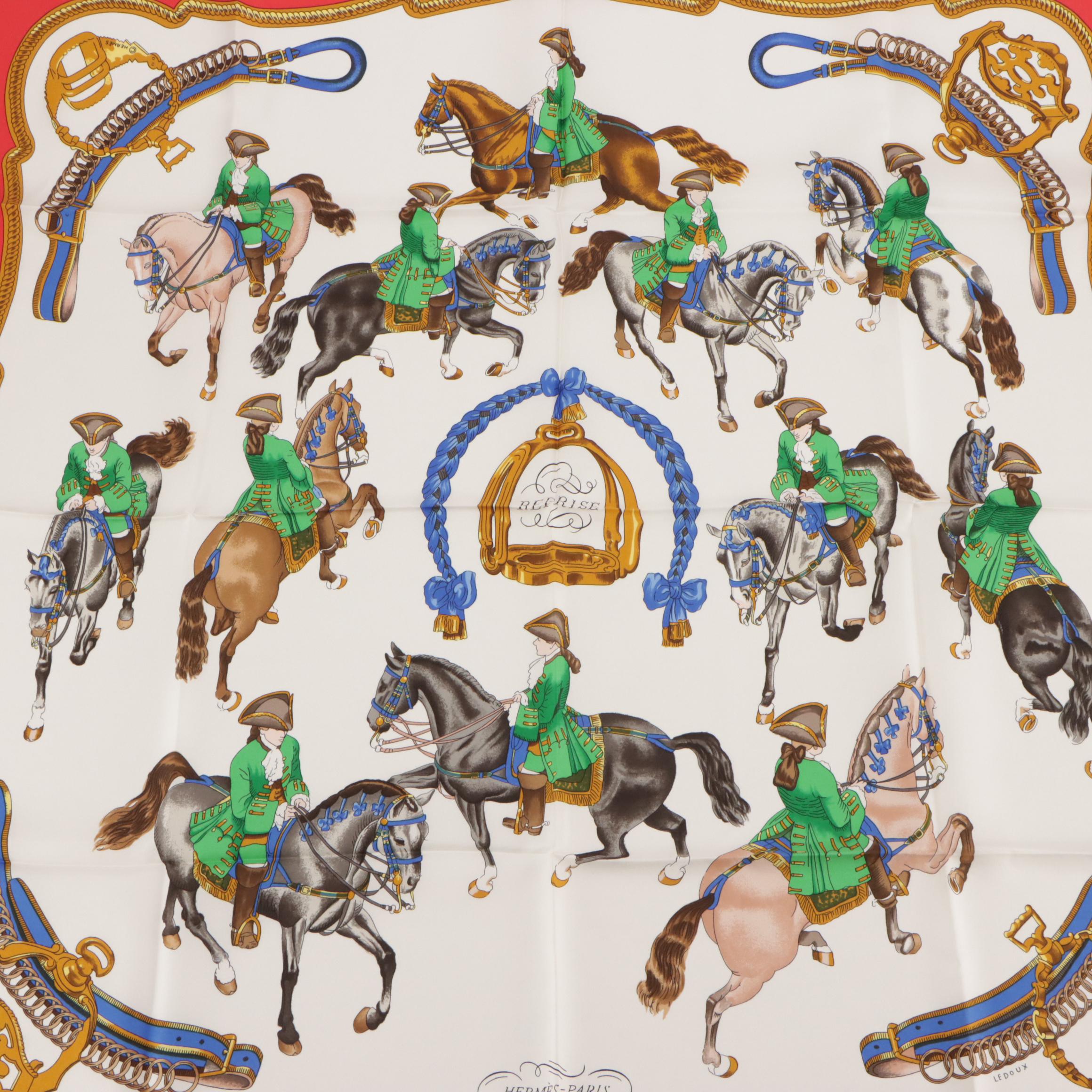 Hermès "Reprise" Silk Twill Scarf 90