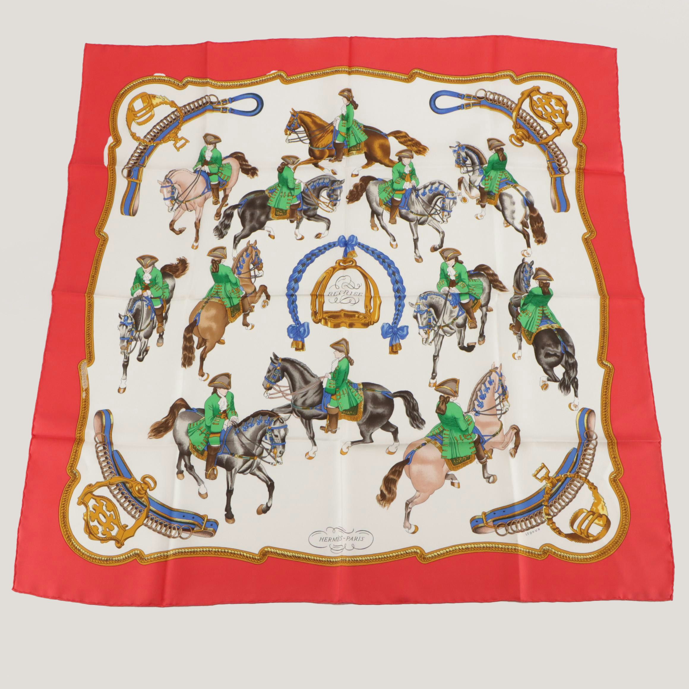 Hermès "Reprise" Silk Twill Scarf 90