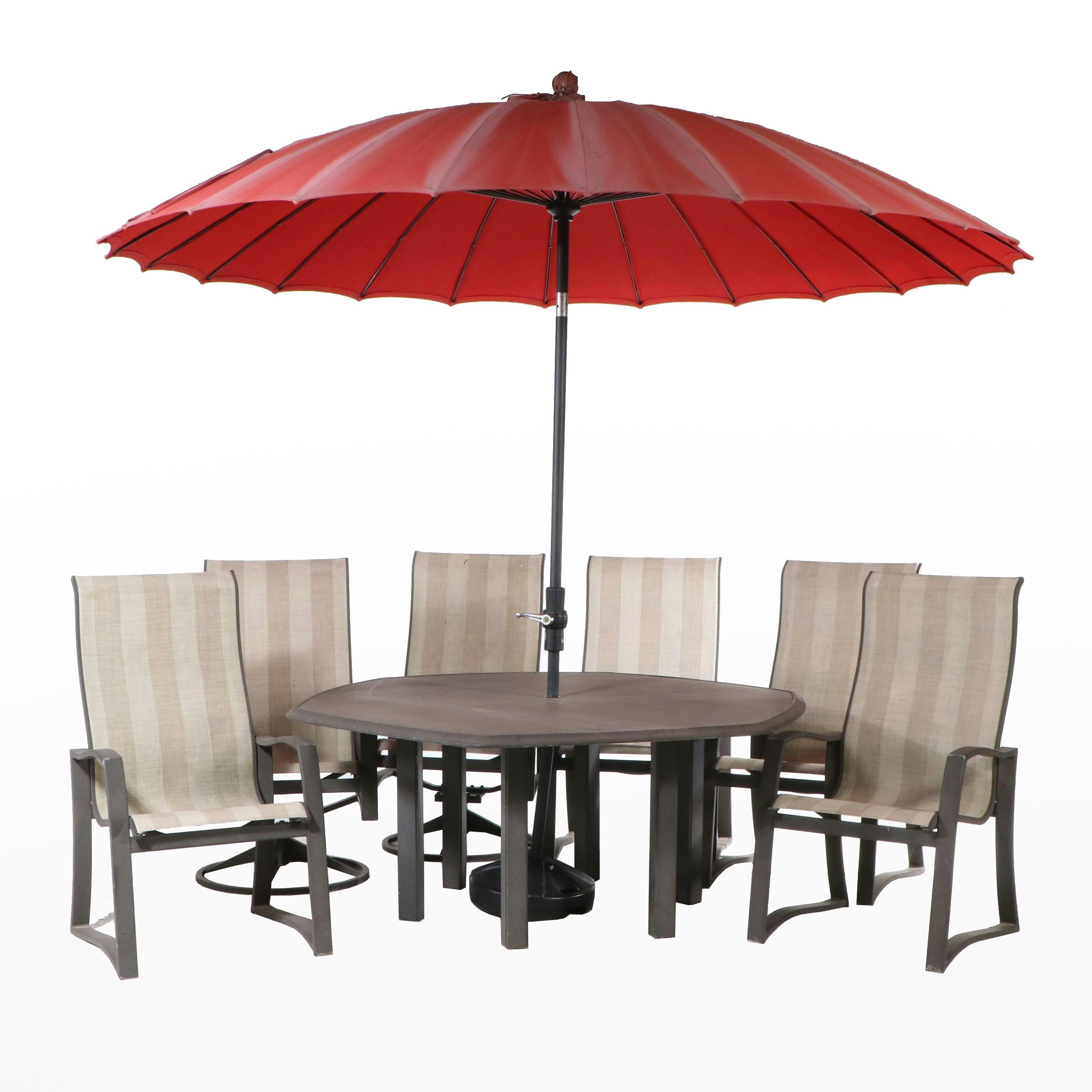 Contemporary Patio Dining Set with Umbrella