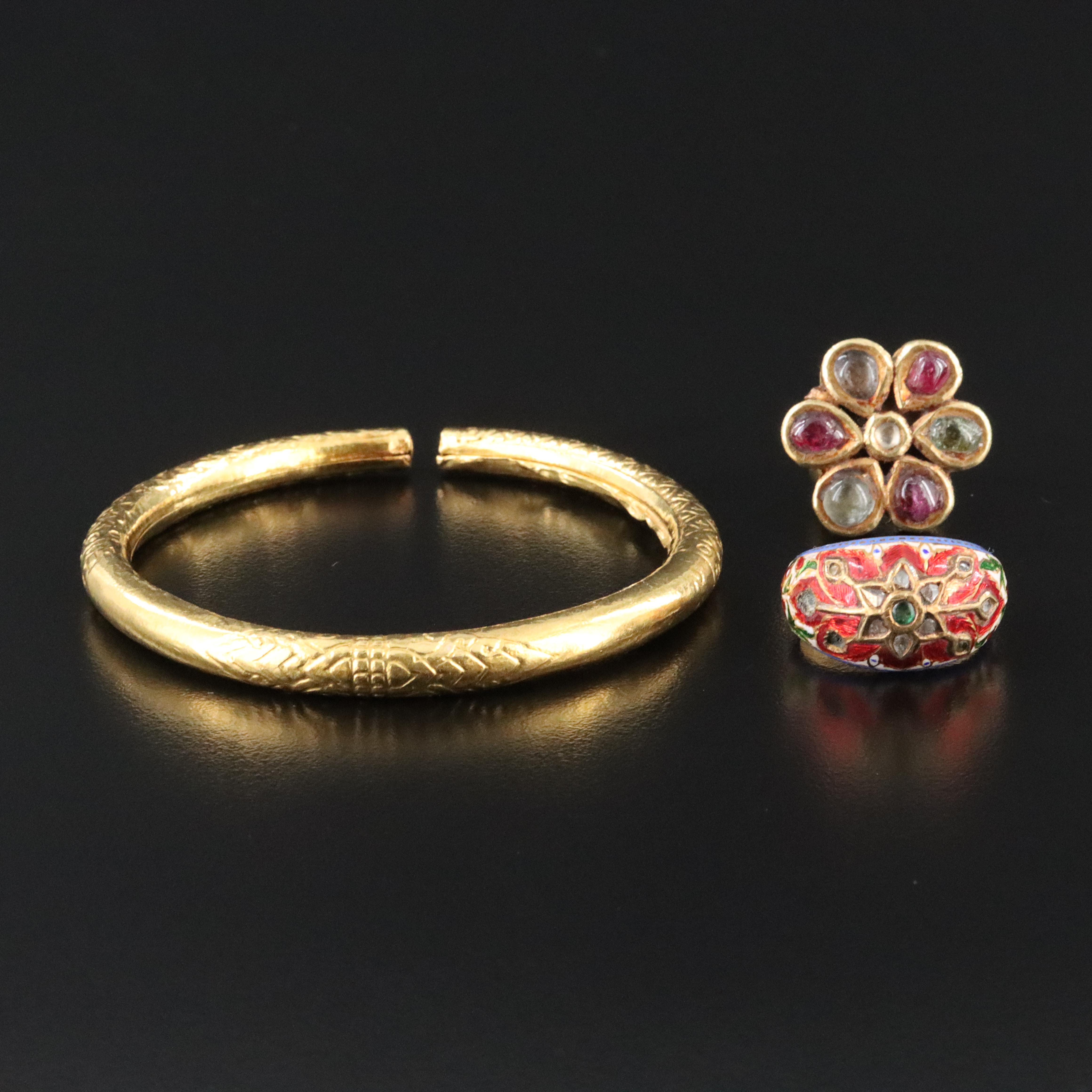 Indian Kundan Meena and Meenakari Jewelry Including Ruby, Diamond and Enamel