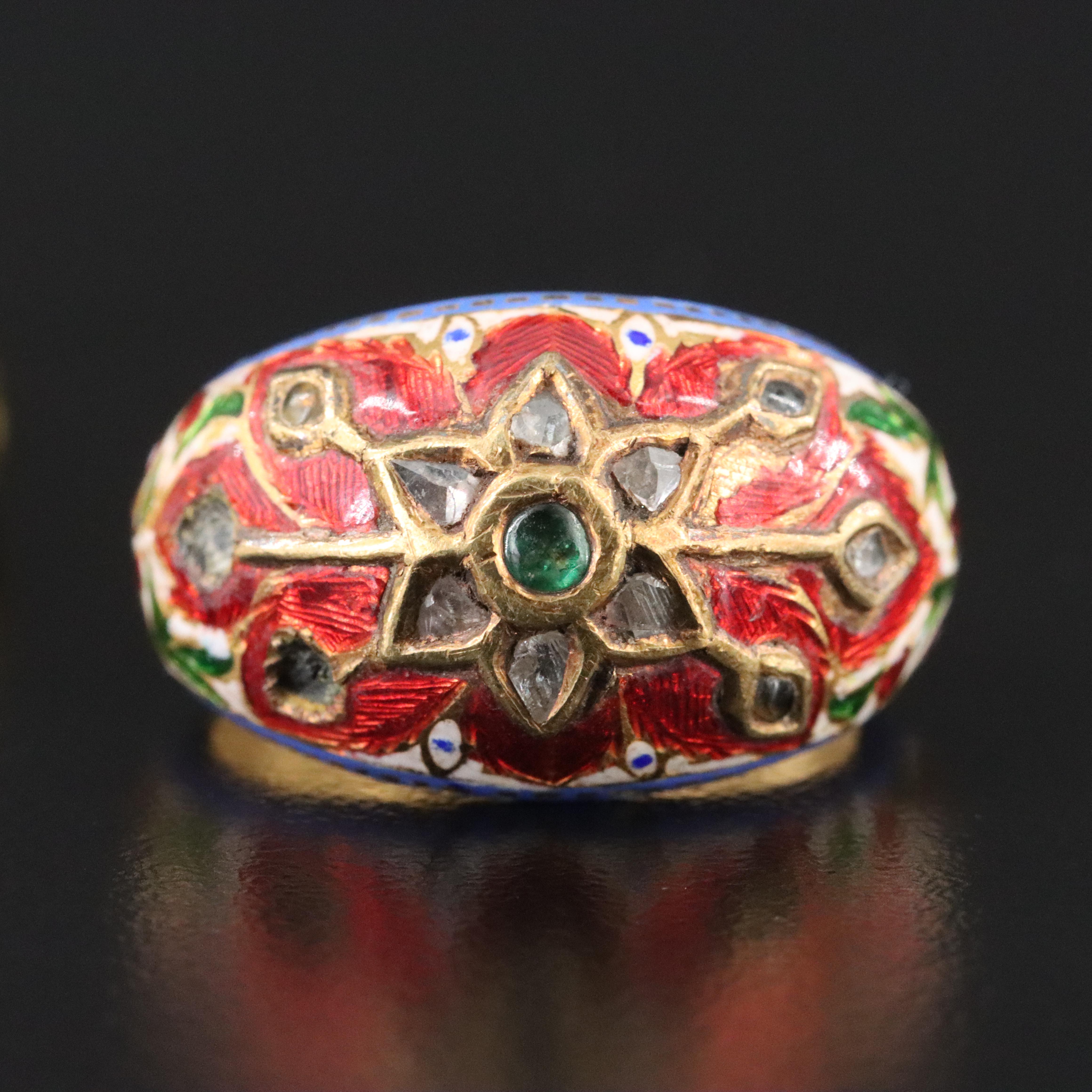 Indian Kundan Meena and Meenakari Jewelry Including Ruby, Diamond and Enamel