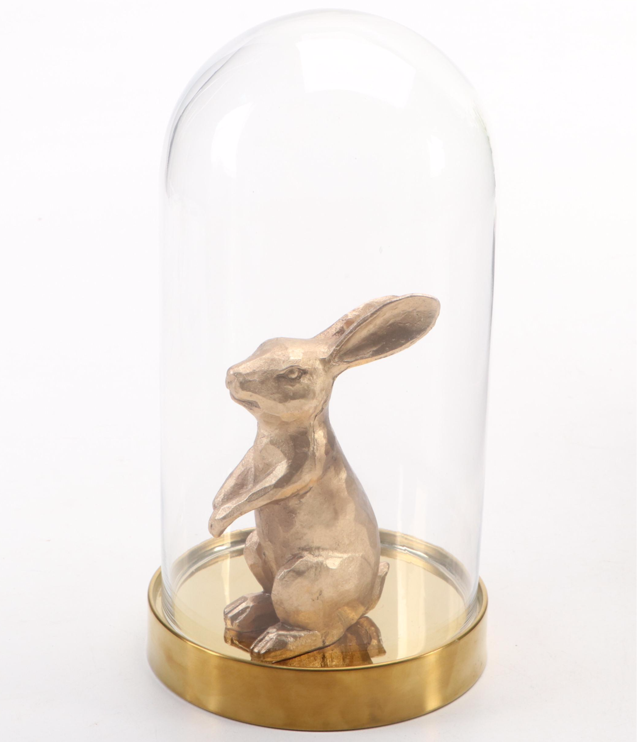 Artificial Plants, Rabbit Figurine in Cloche, Antler Sheds and Arhaus Tray