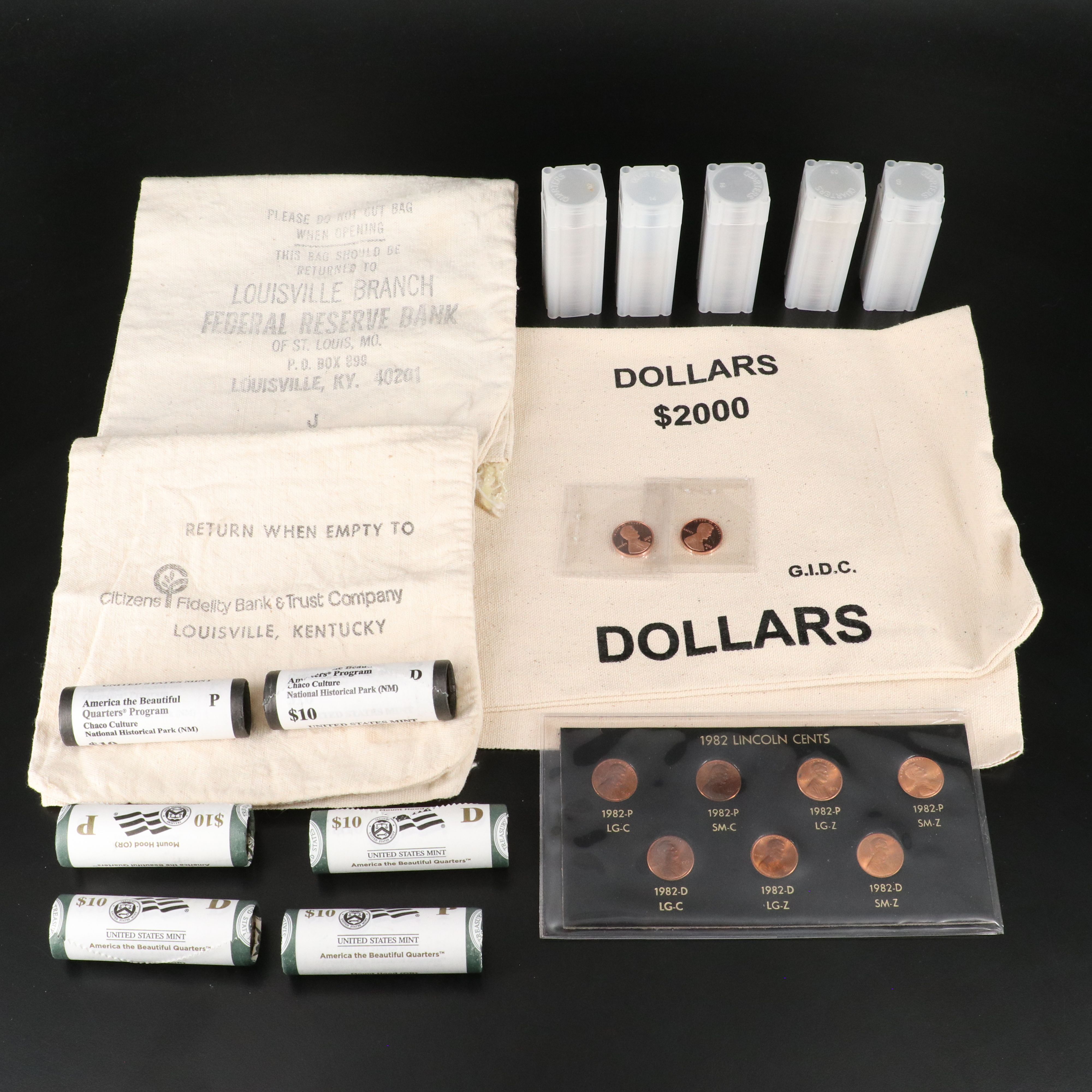 America the Beautiful Quarters, Bicentennial Quarters, and Lincoln Cents