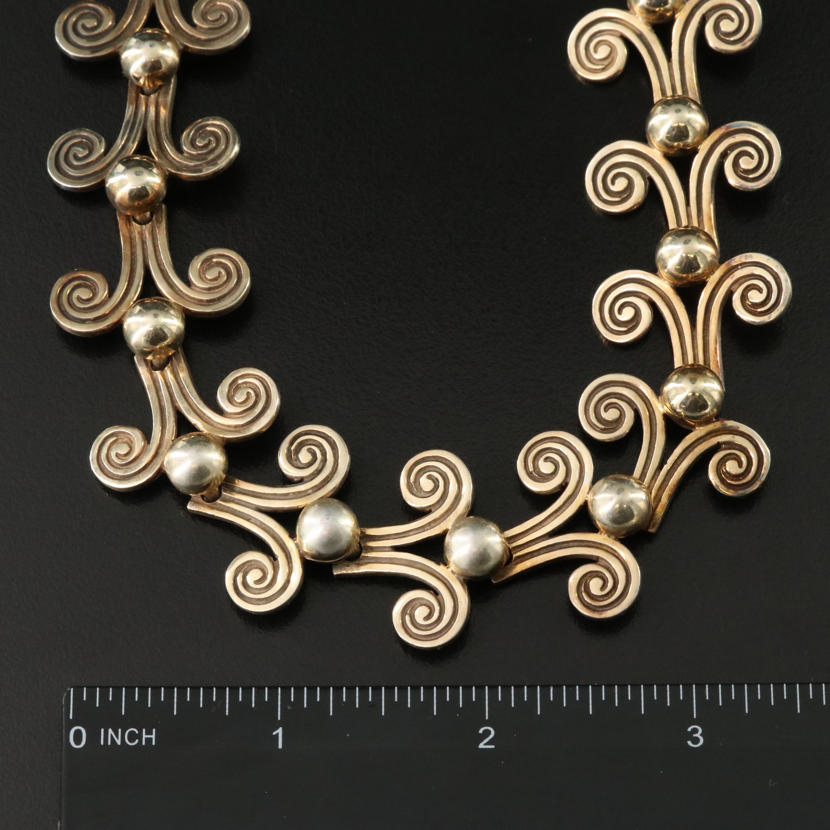 Melesio Rodriguez Mexican Modernist 950 Silver Chevron Link Necklace