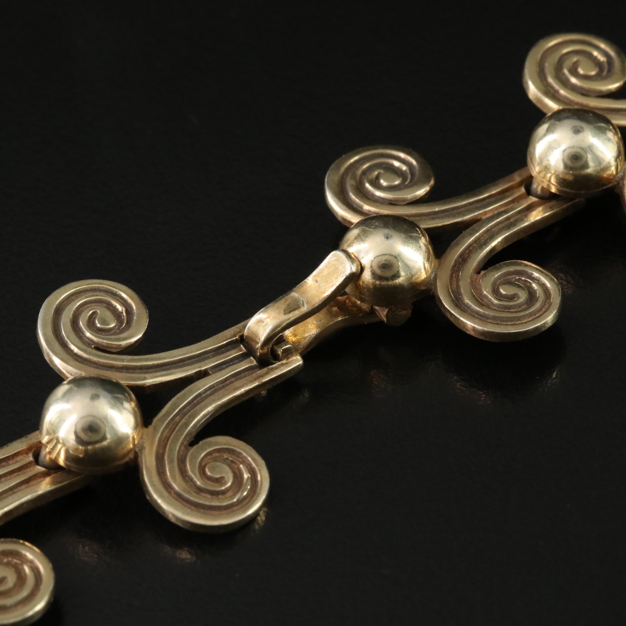 Melesio Rodriguez Mexican Modernist 950 Silver Chevron Link Necklace