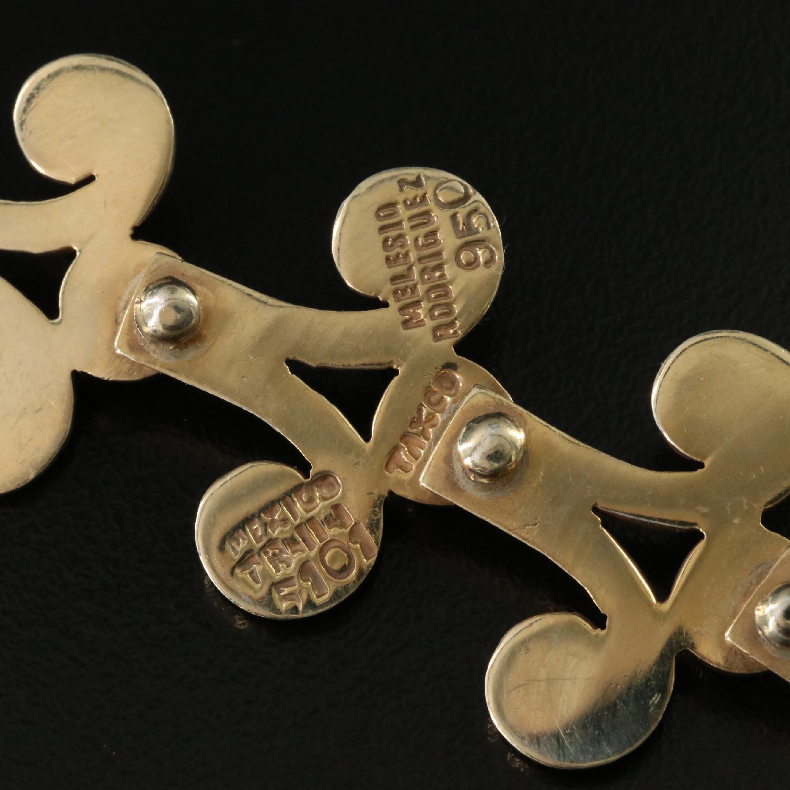 Melesio Rodriguez Mexican Modernist 950 Silver Chevron Link Necklace