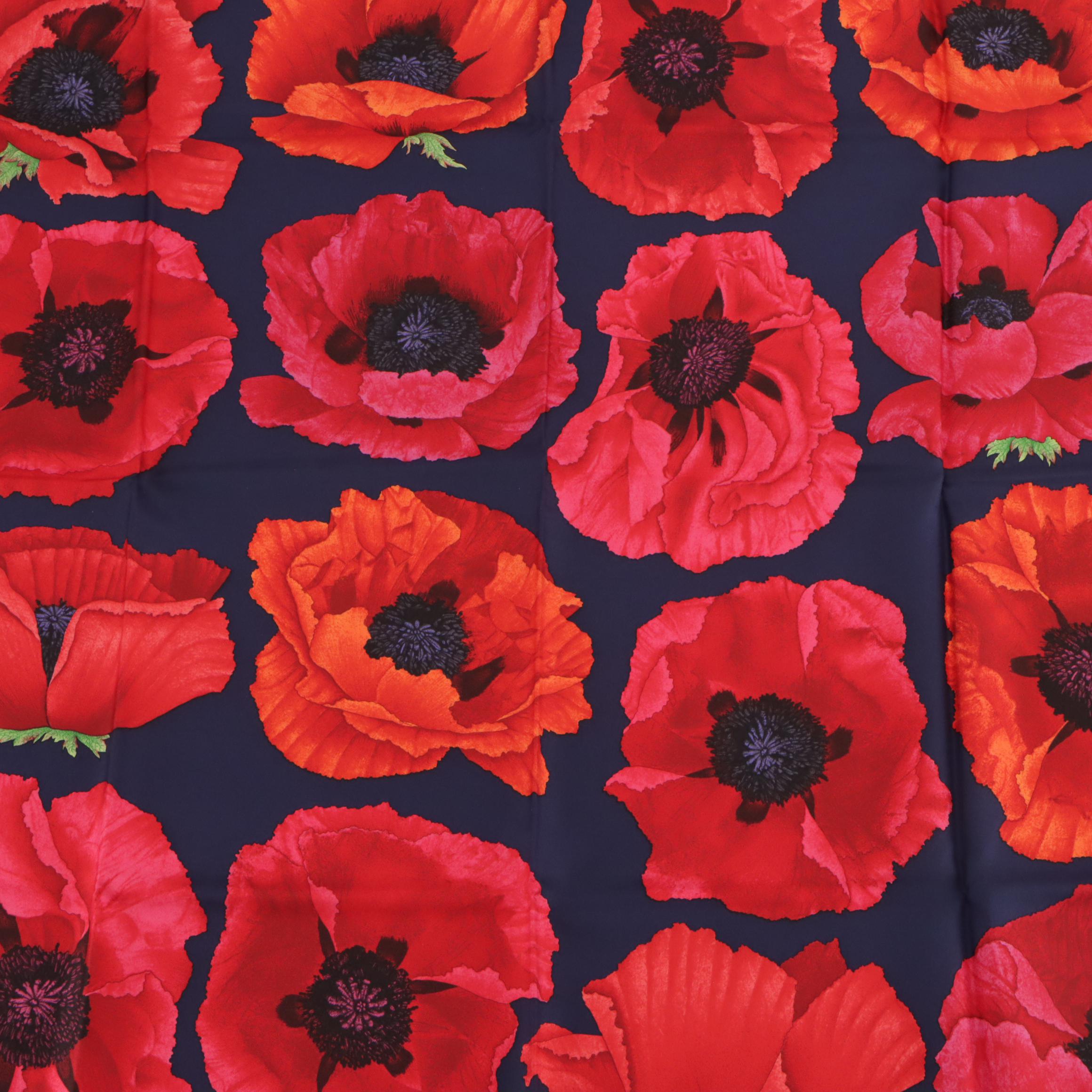 Gucci Poppy Print Scarf 90 in Silk Twill with Gift Sleeve