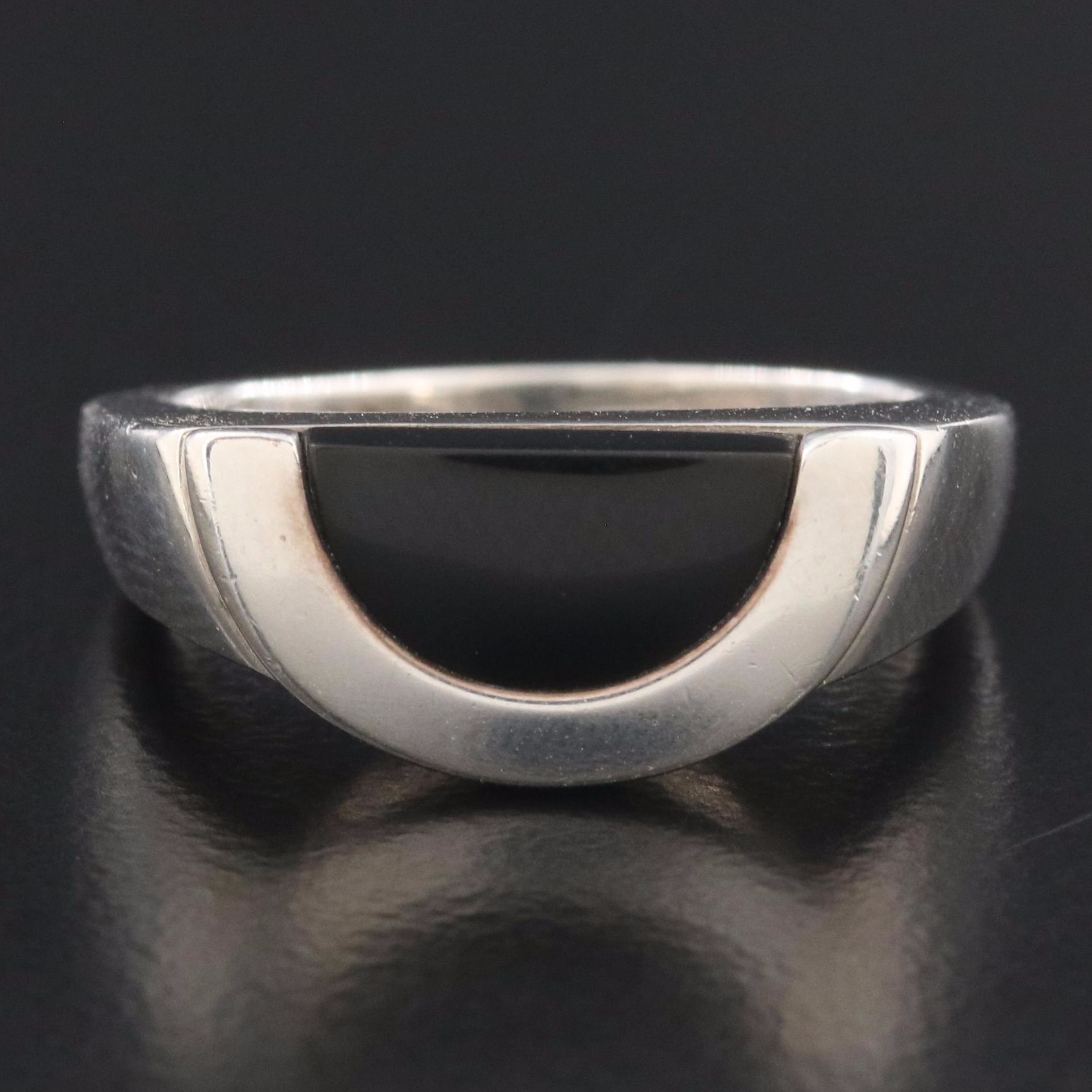 Movado Sterling Black Onyx Radius Ring