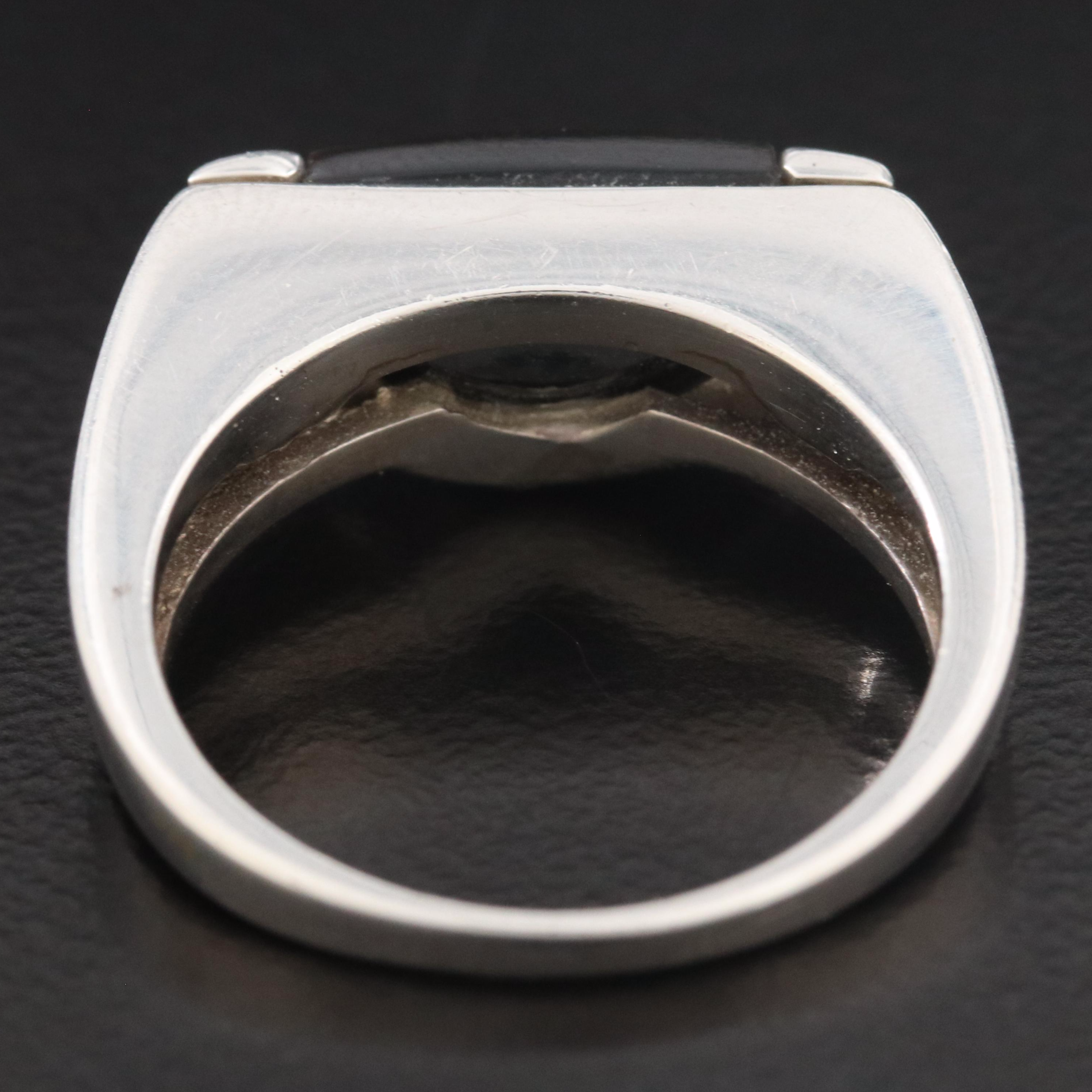 Movado Sterling Black Onyx Radius Ring