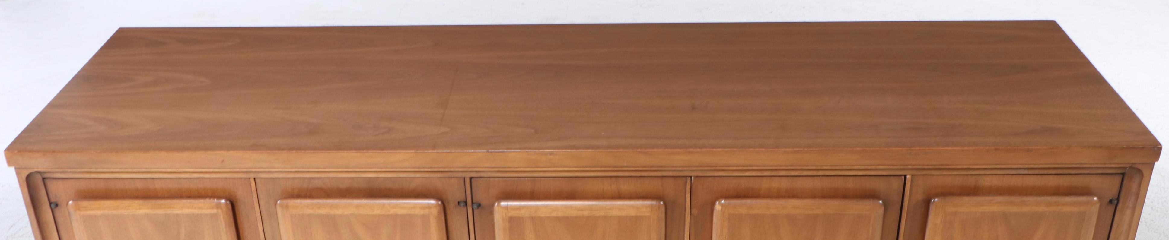 Mid Century Modern Style Paneled Front Walnut Cabinet, Mid to Late 20th C.