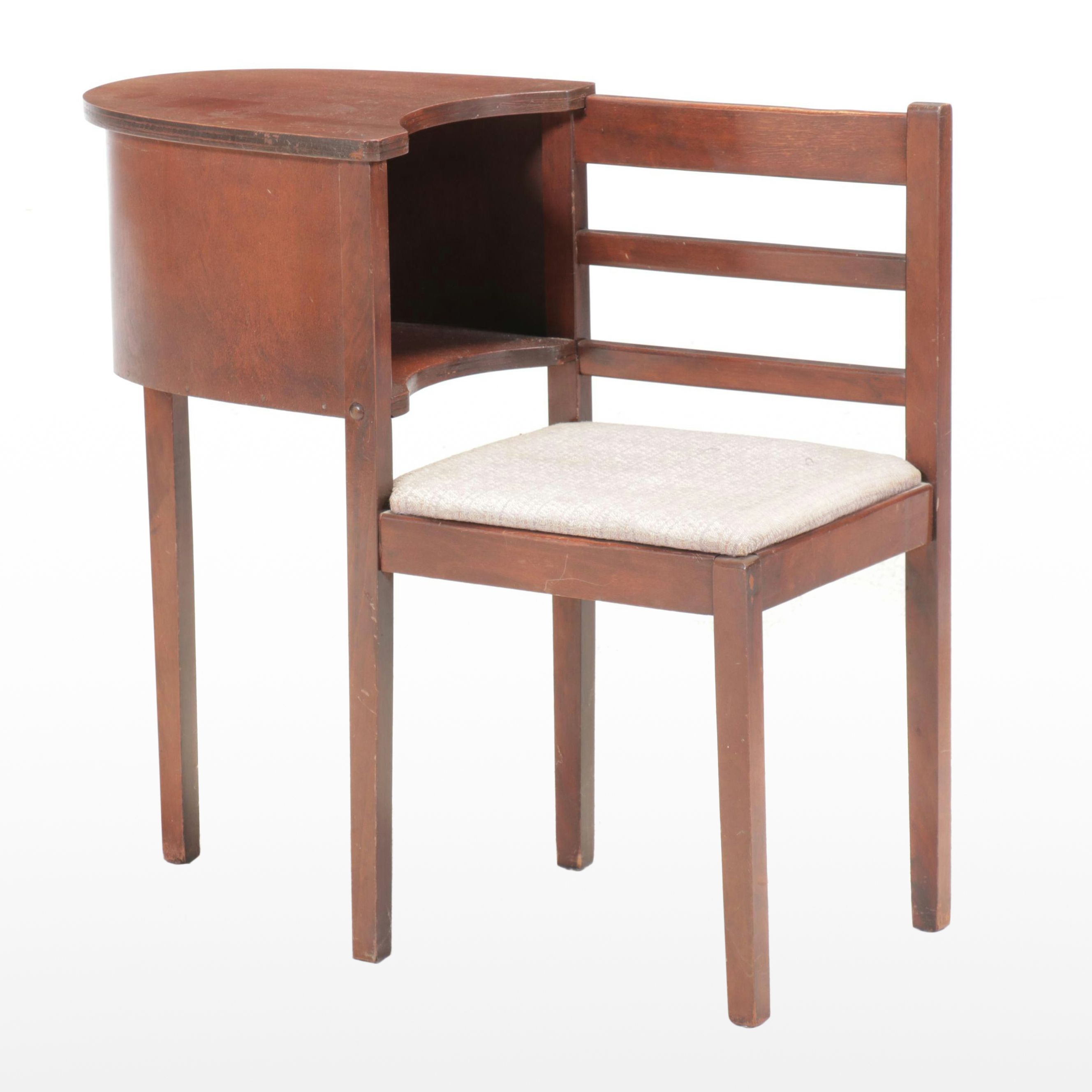 Art Deco Style Walnut Finish Telephone Table, Early to Mid-20th Century