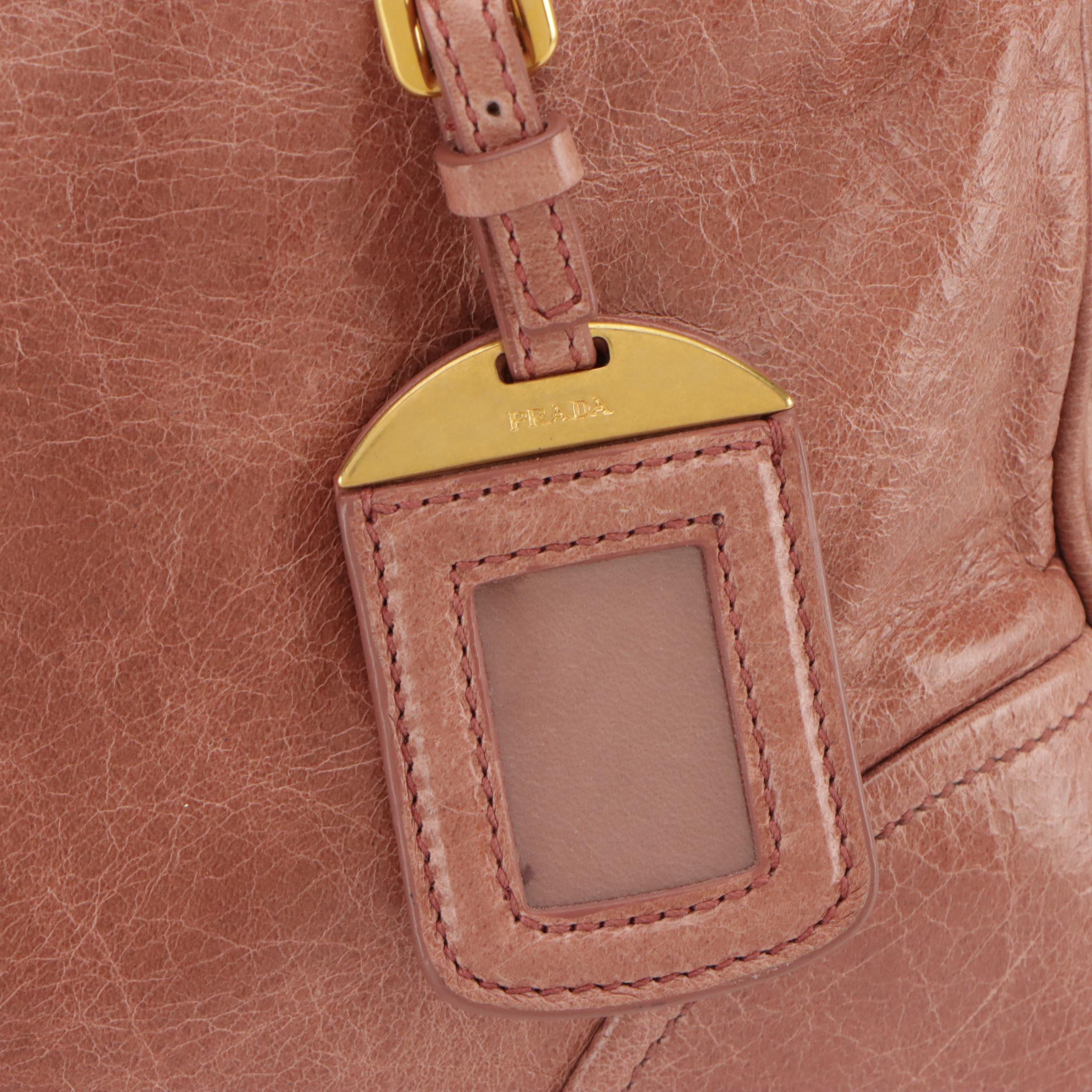 Prada Two-Way Satchel Bag in Antico Vitello Shine Leather