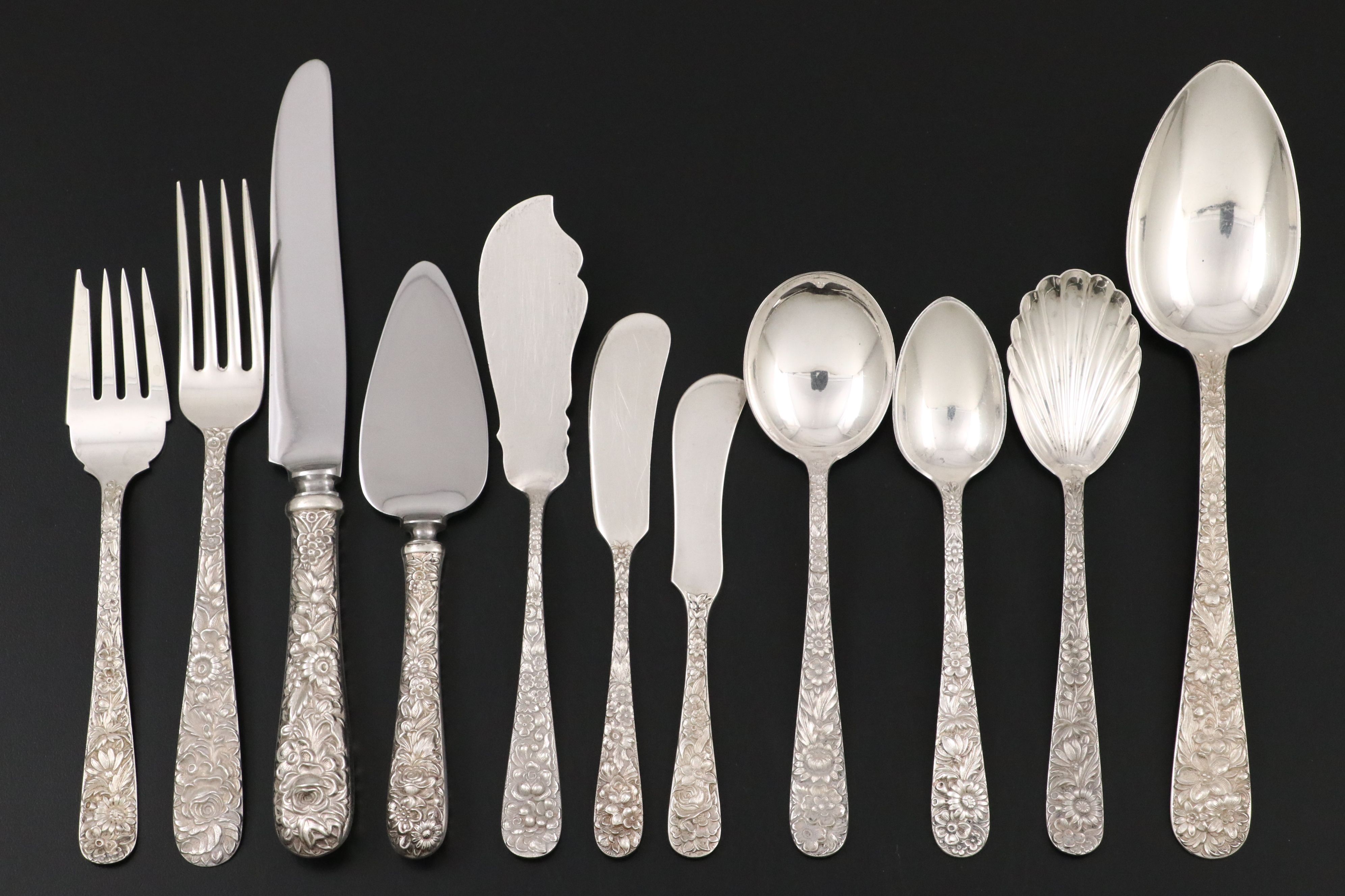 Stieff "Repousse" Sterling Silver Flatware Set