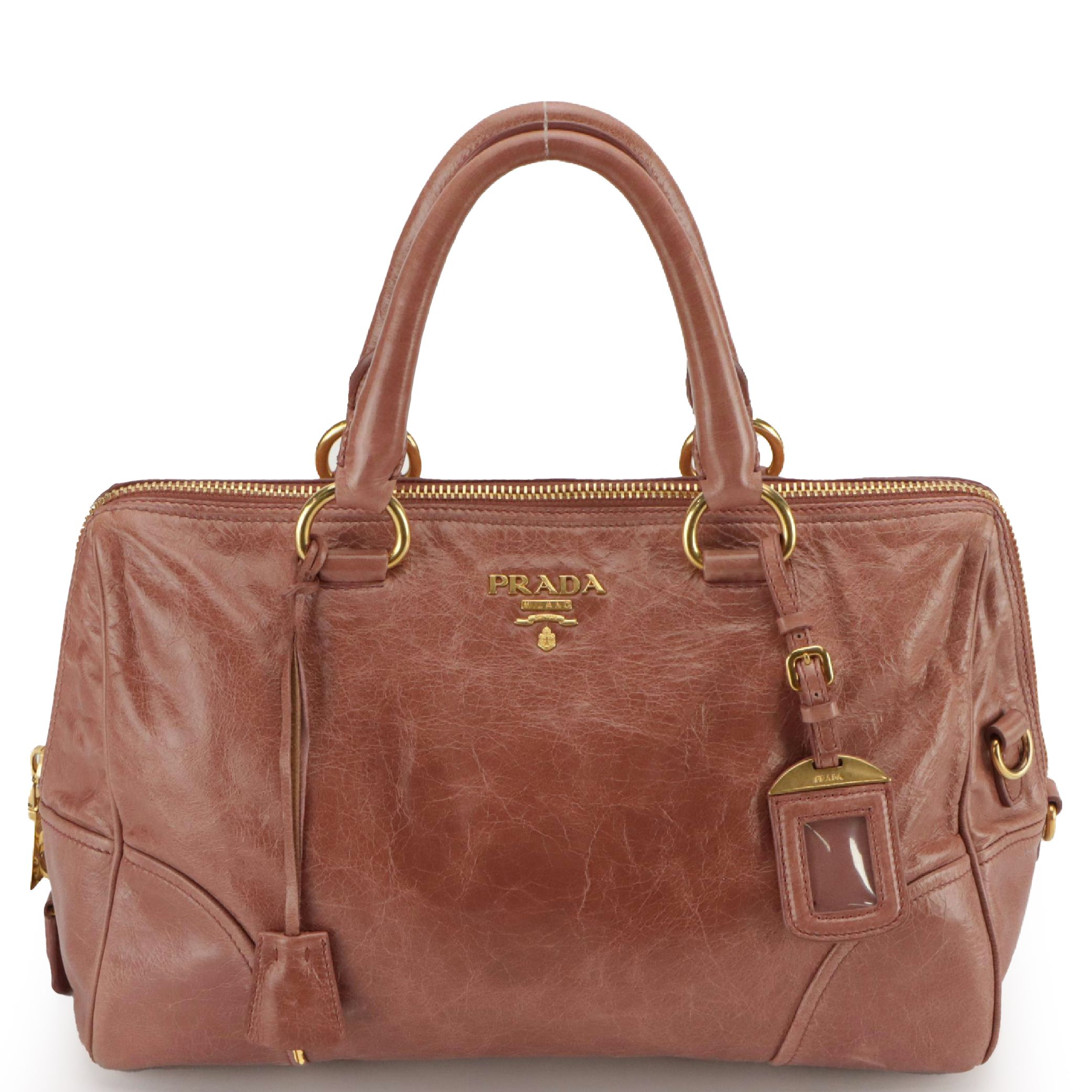 Prada Two-Way Satchel Bag in Antico Vitello Shine Leather