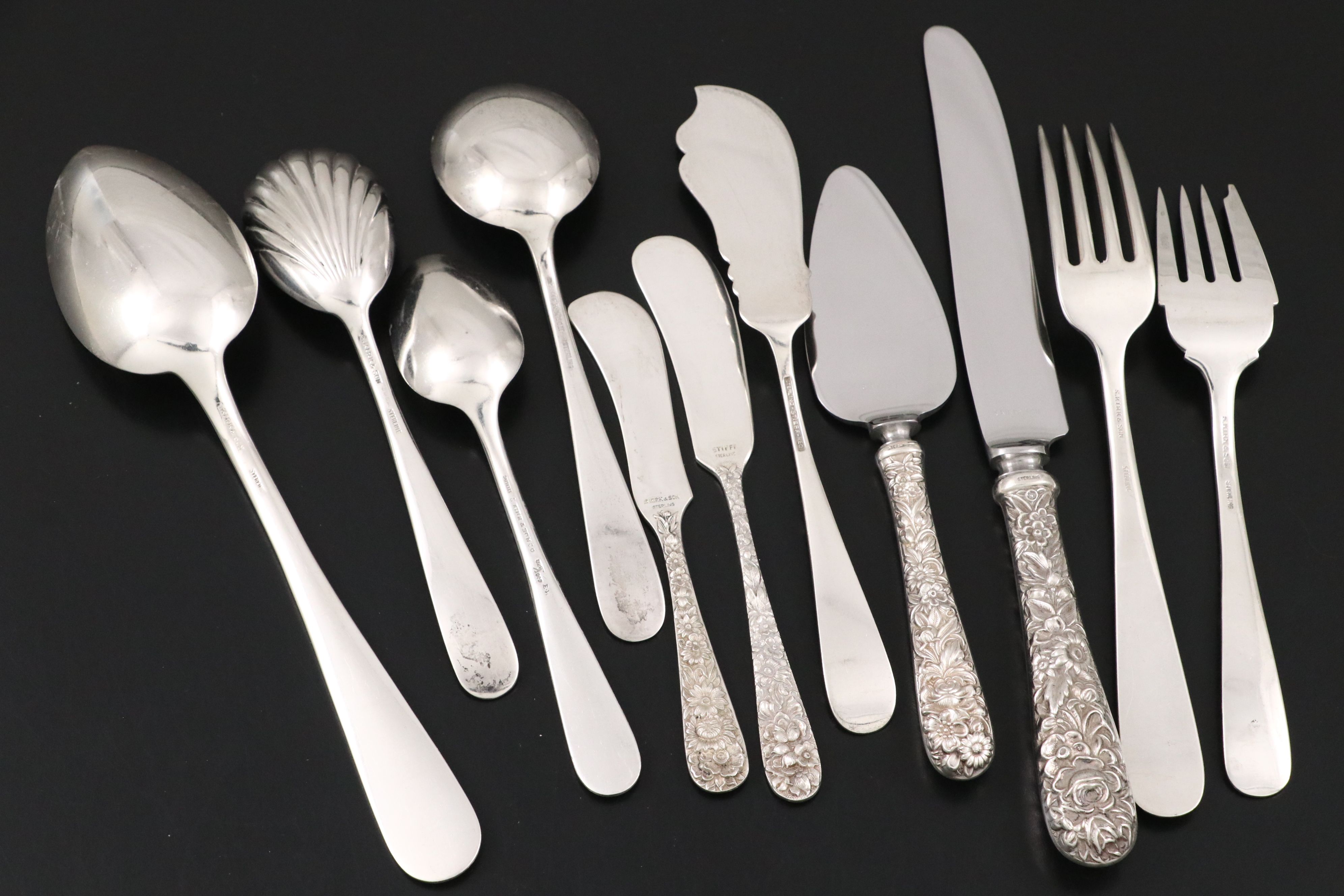 Stieff "Repousse" Sterling Silver Flatware Set