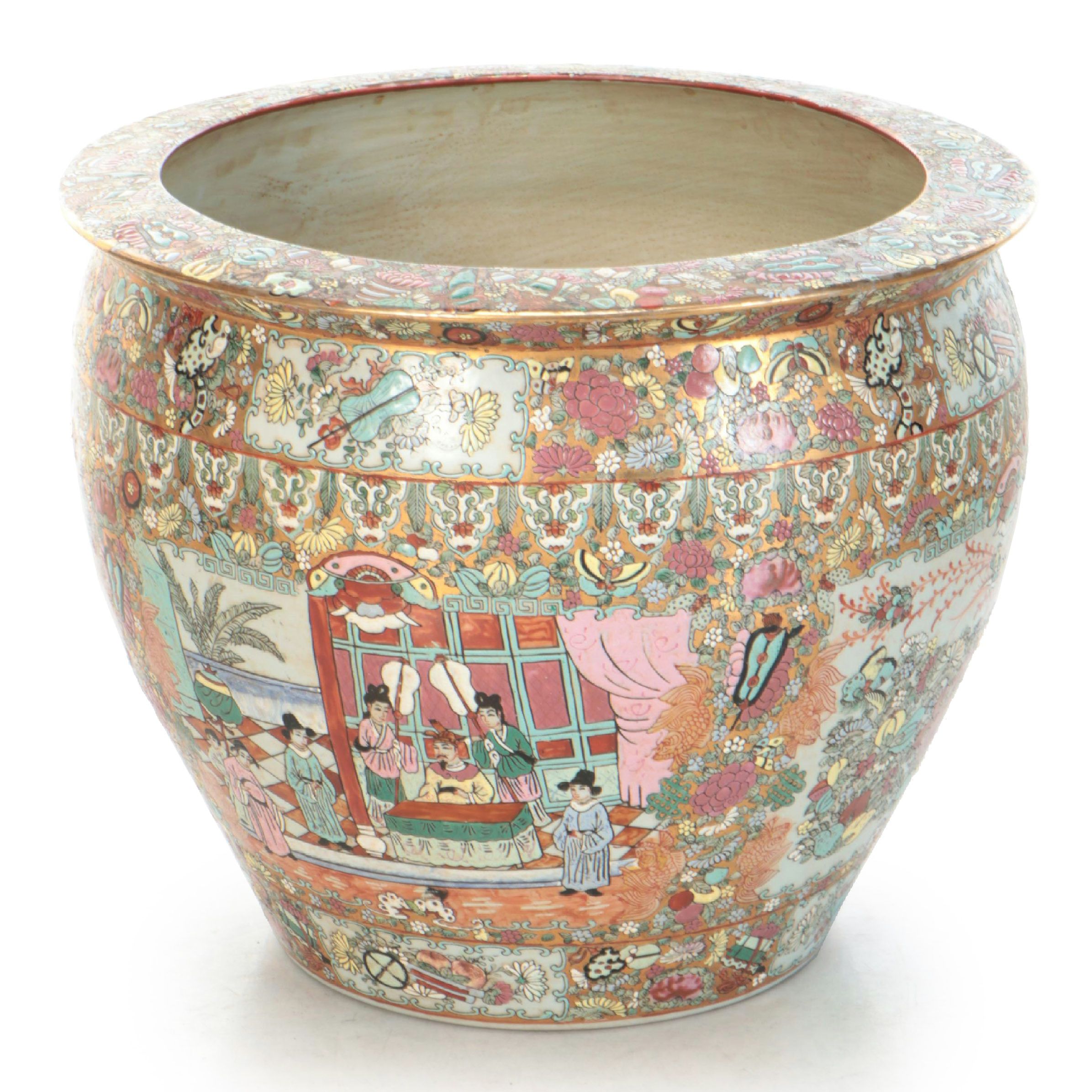 Chinese Ceramic Famille Rose Fishbowl Planter