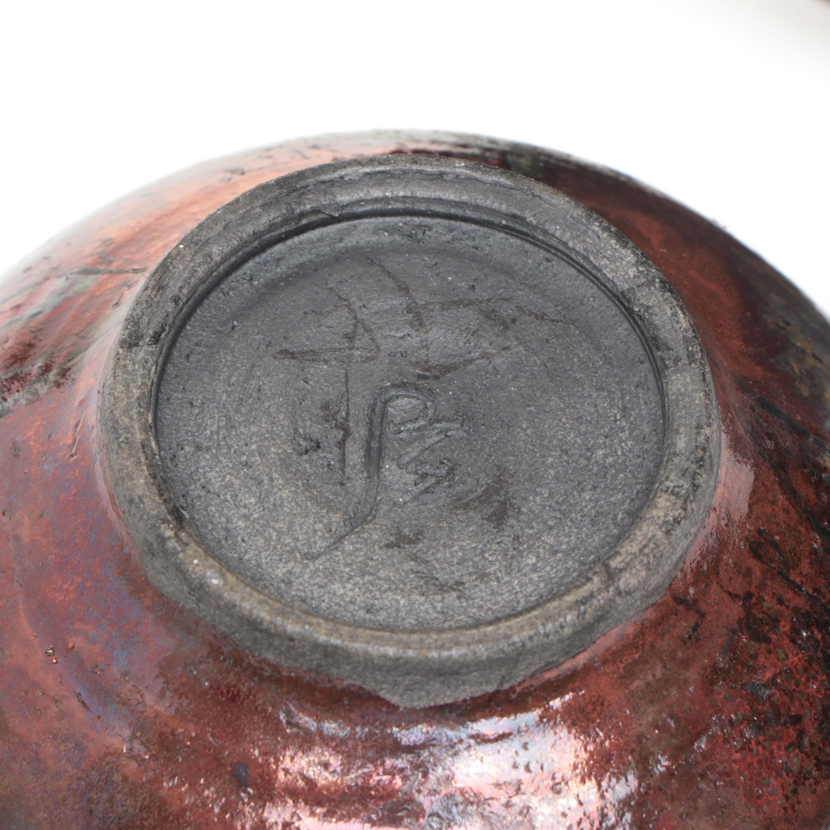 Artist Signed Ceramic Bud Vases with Ceramic Decorative Bowls