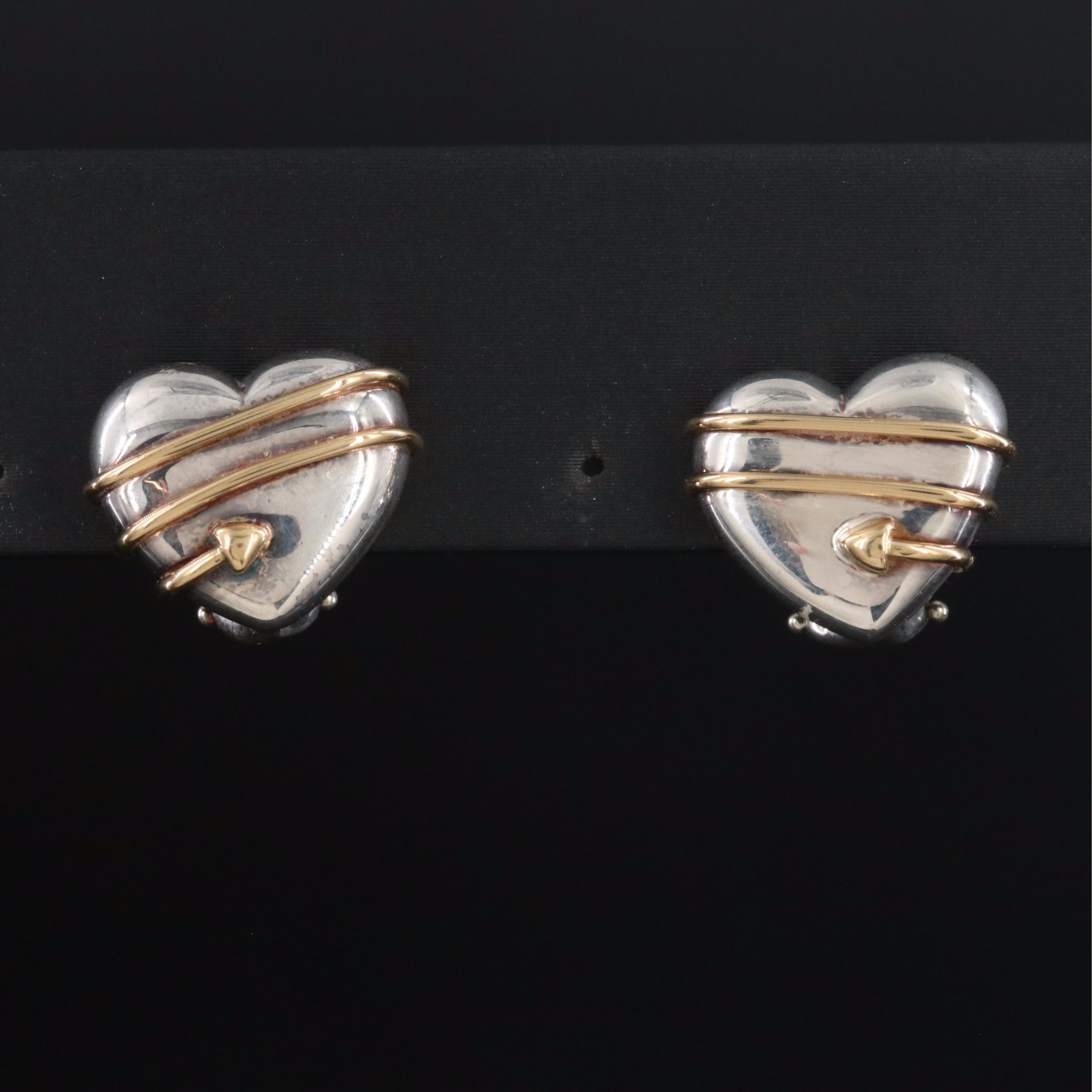 Tiffany & Co. Cupid's Arrow Sterling and 18K Heart Earrings